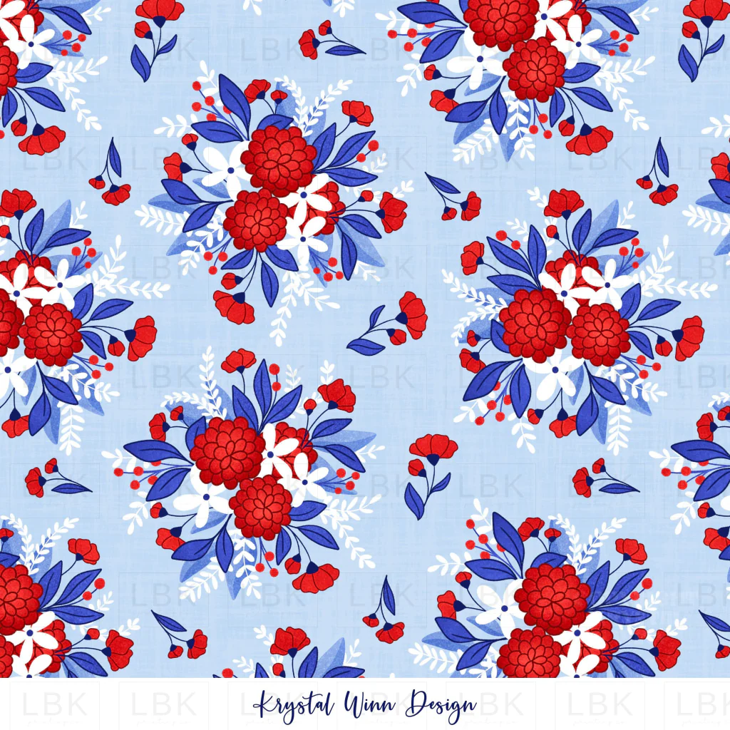 All American Cowboy Floral Blue