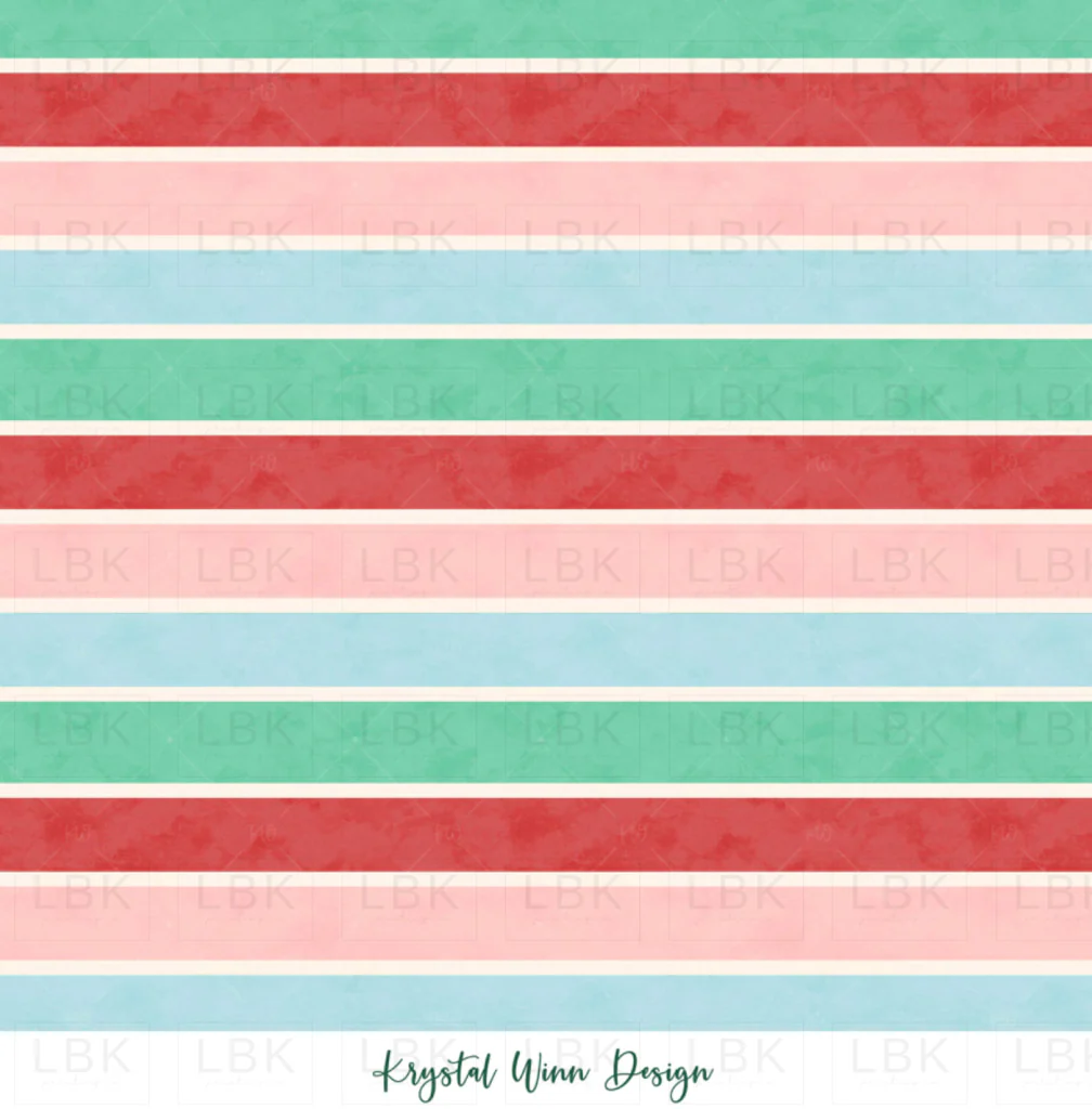 All I Want for Christmas Multicolor Stripe Blue