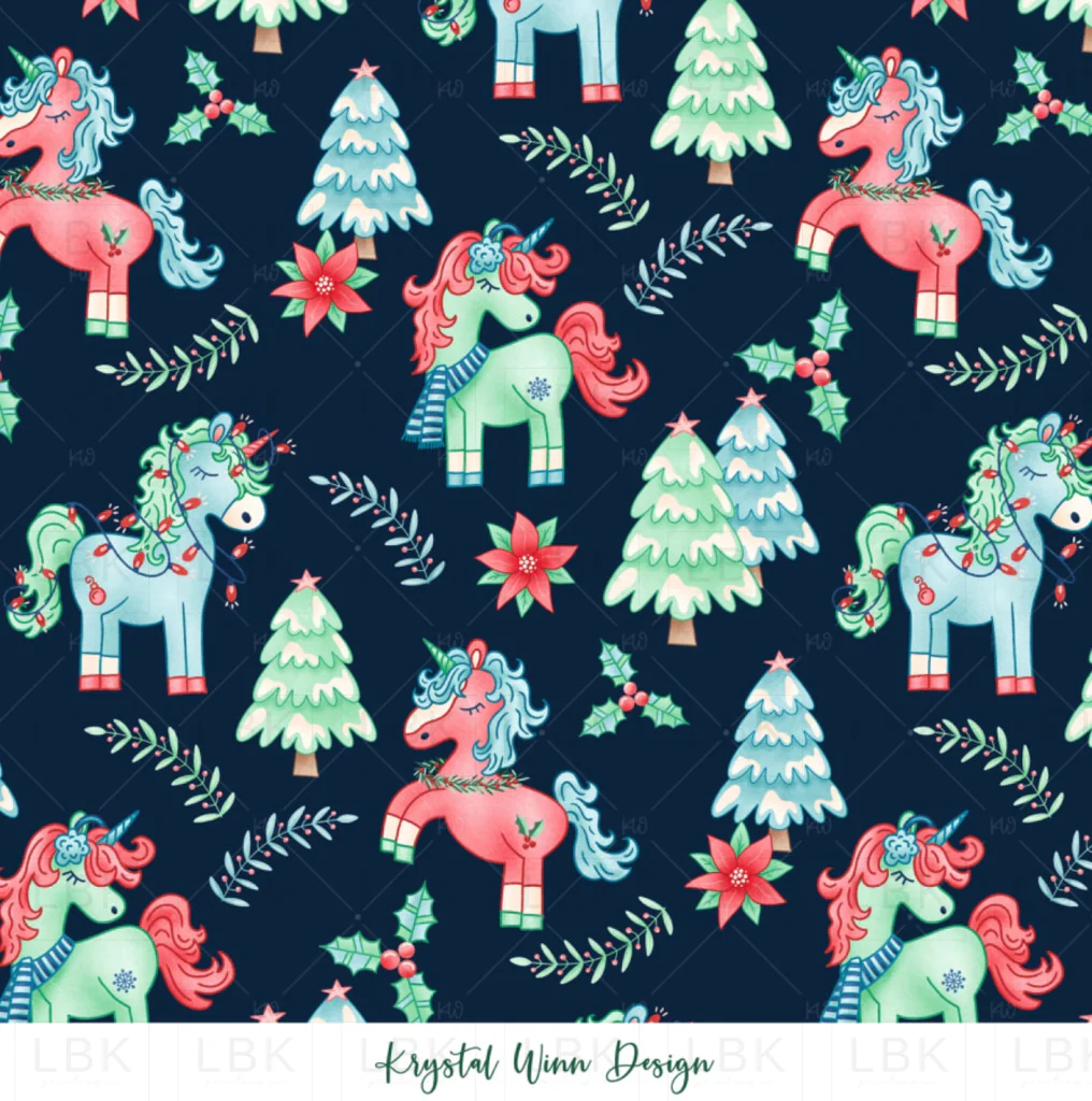 All I Want for Christmas Unicorns Navy