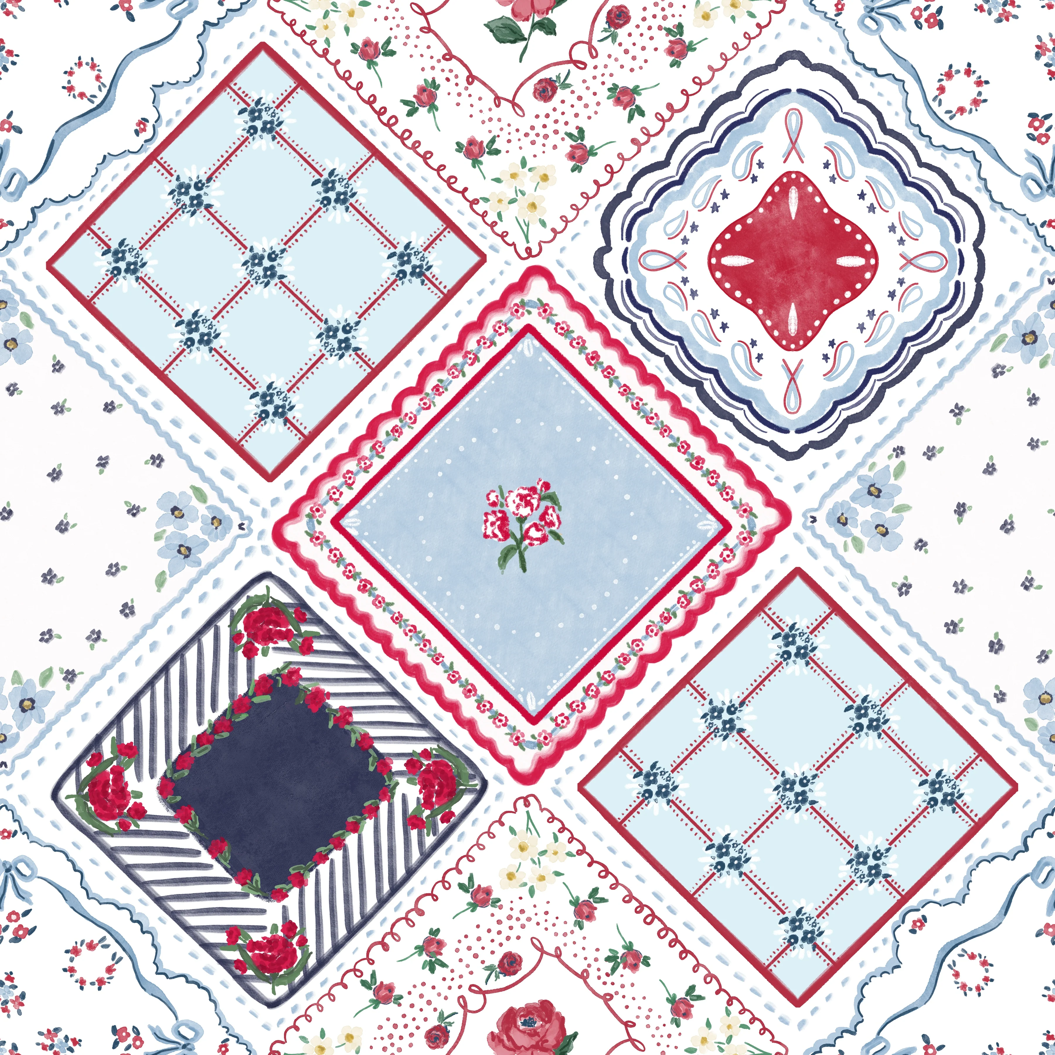 Americana Heirloom Hanky banner white