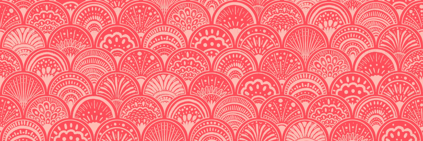 Art Deco Mermaid Scales Neon Coral