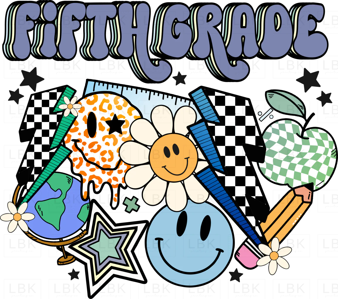 Blue Back to school - Fifth Grade- DTF