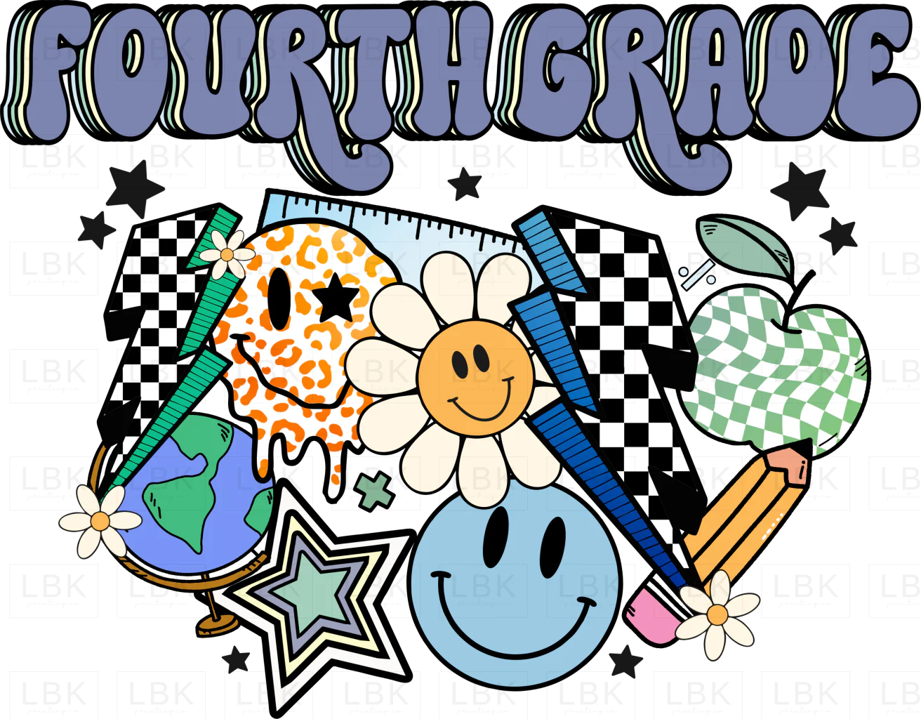 Blue Back to school - Fourth Grade- DTF