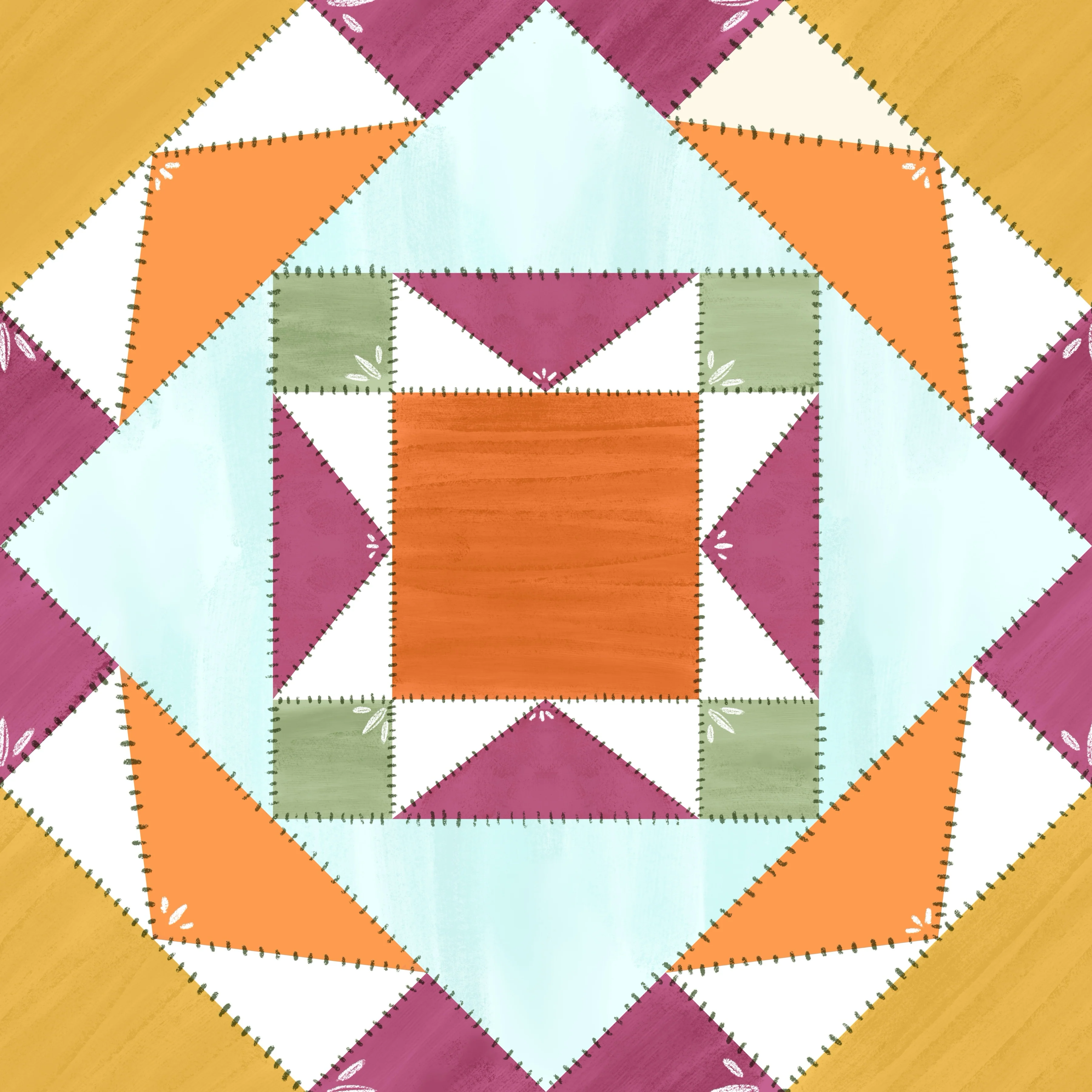 Barn quilt lt blue bright multi
