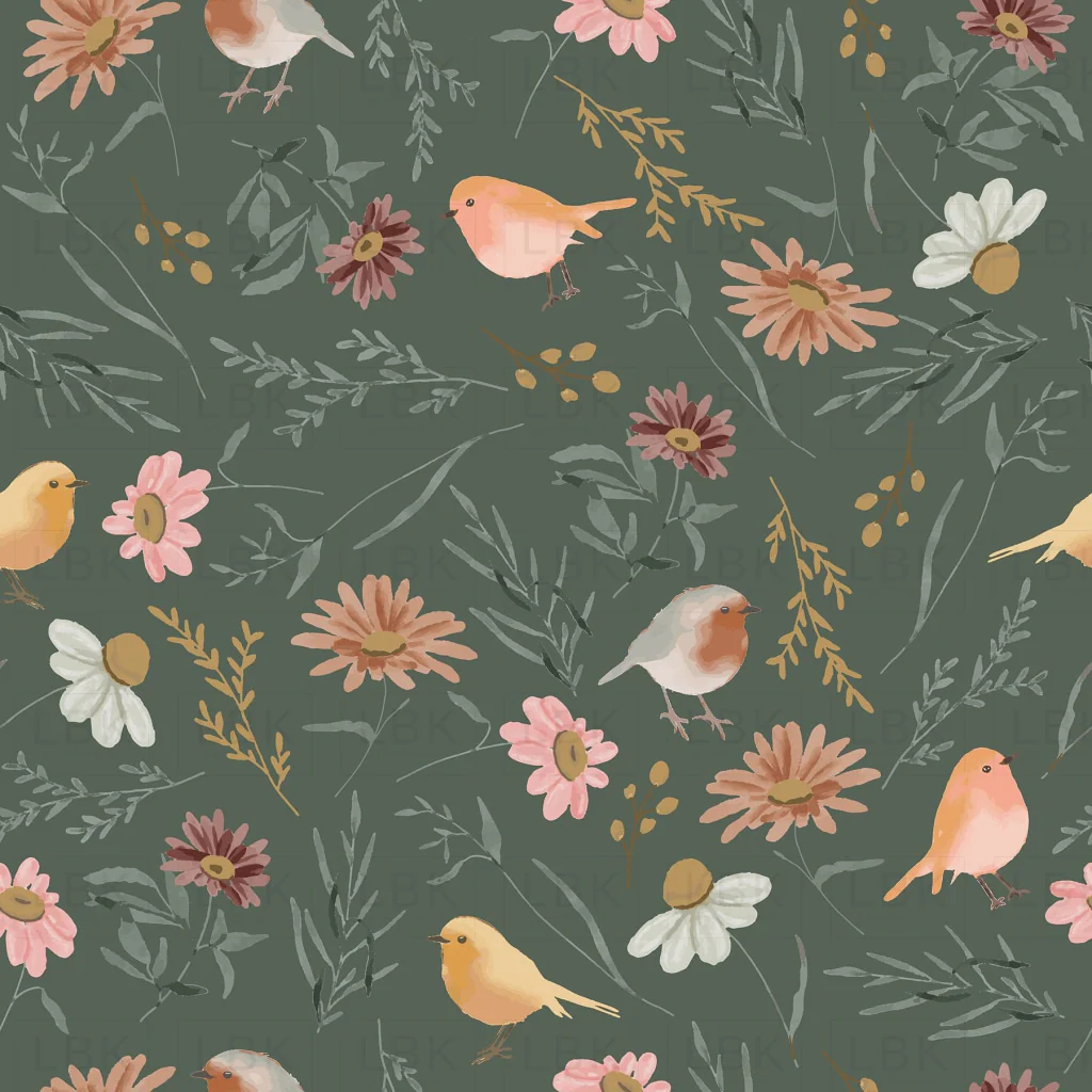 BIRDS N BLOOMS GREEN