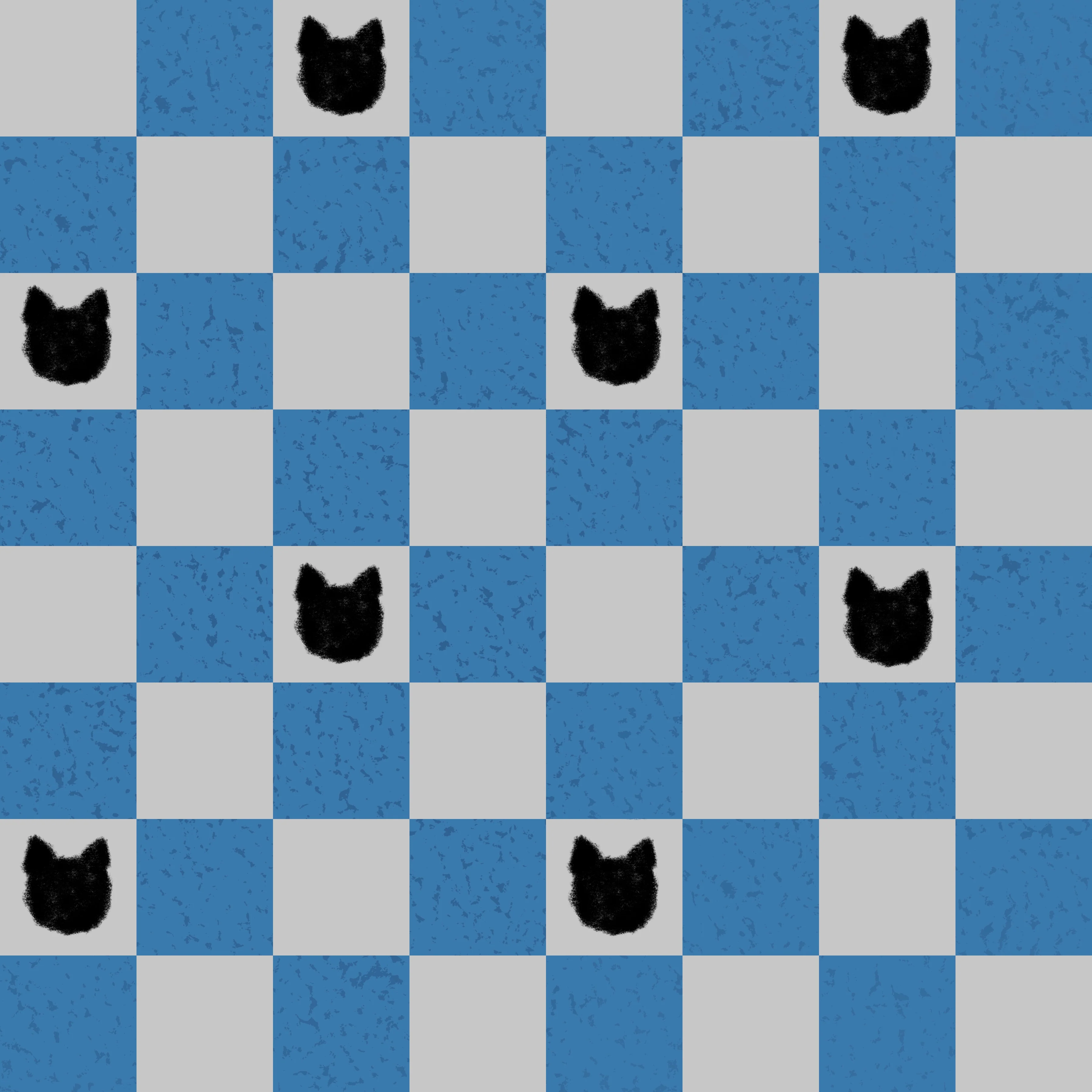 Black cat check blue