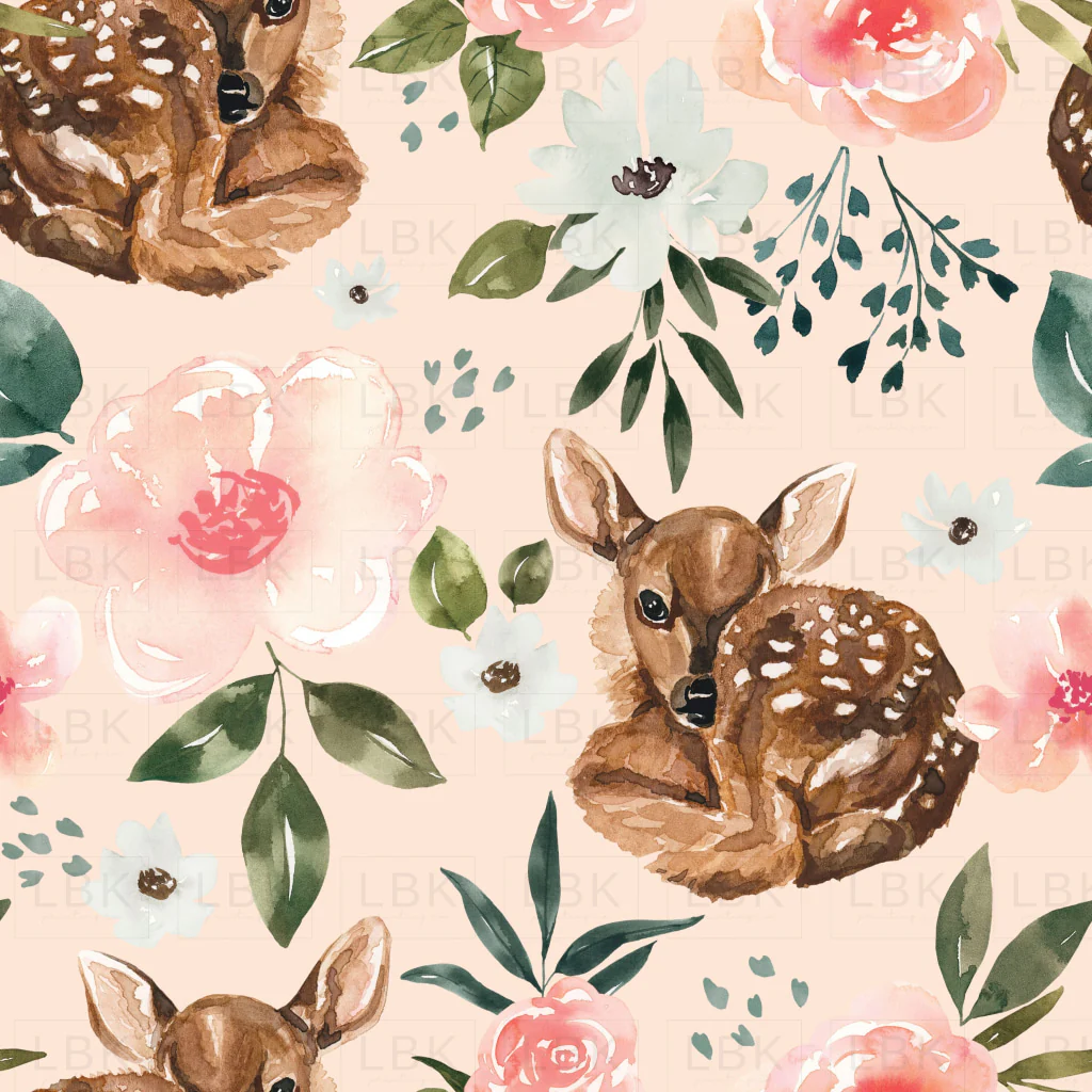 Blush Pink Vintage Spring Fawn Floral