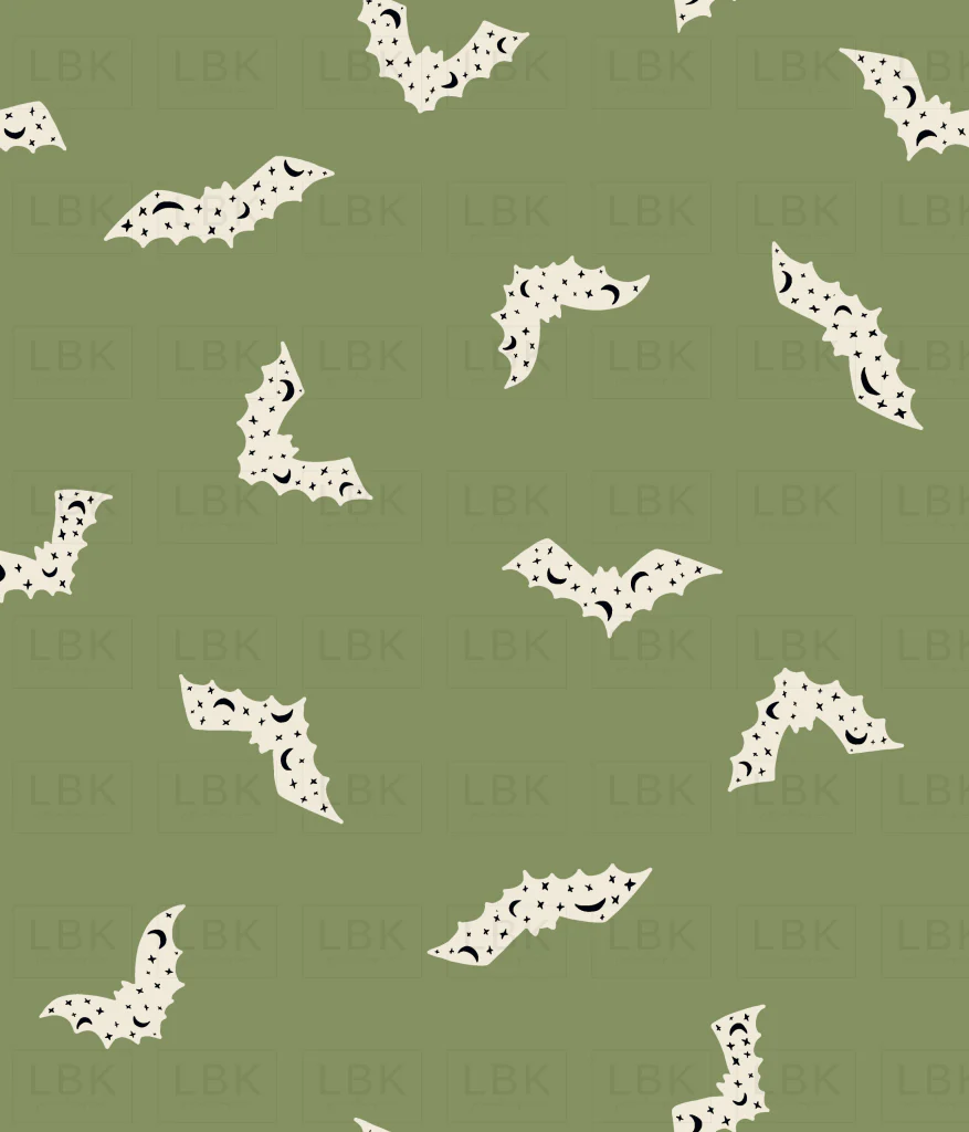 Boho Halloween bats on green