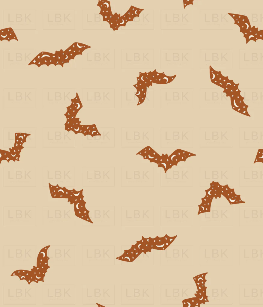 Boho Halloween bats rust on Beige
