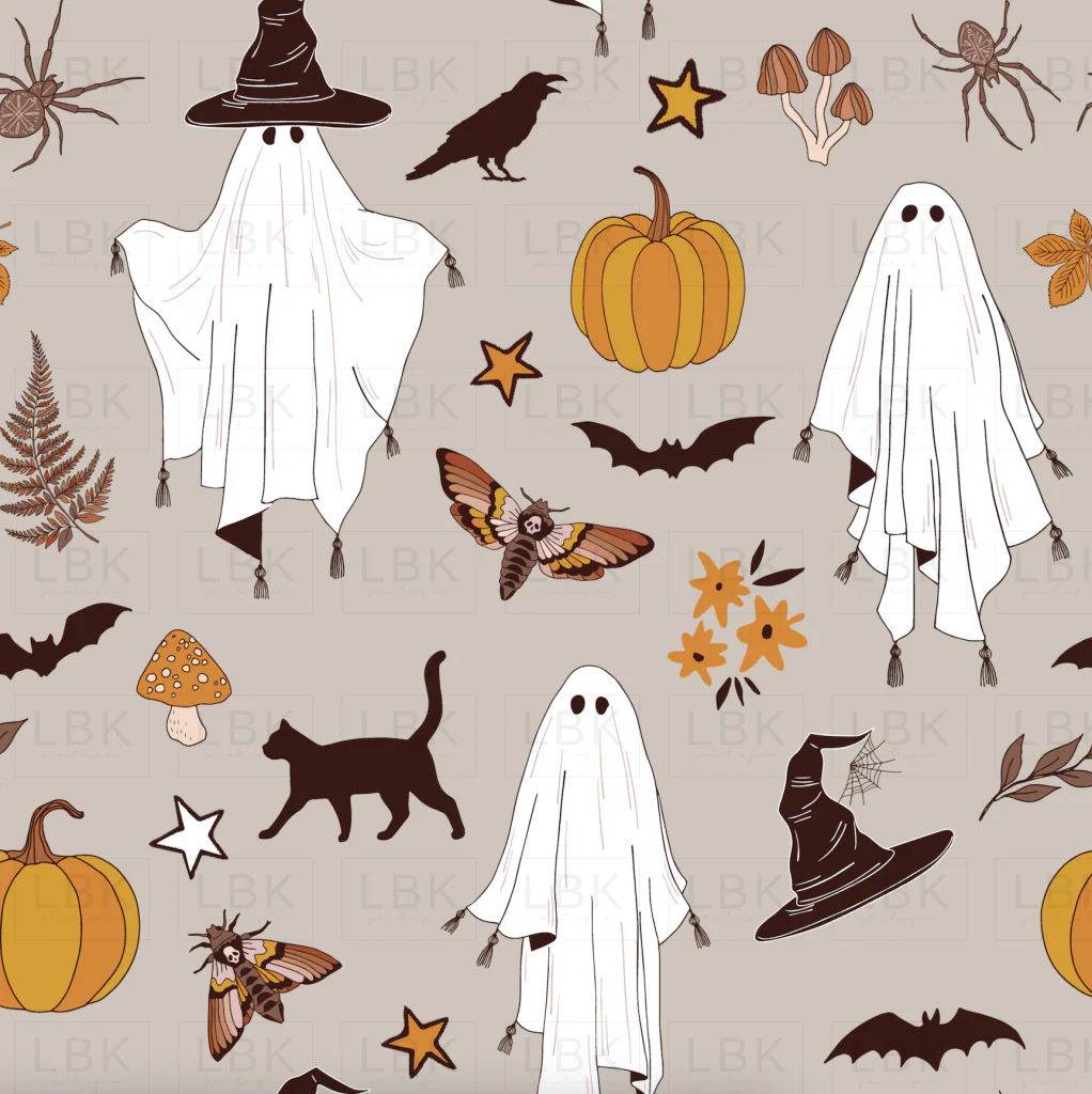 Boho Halloween Ghosts on silver rust
