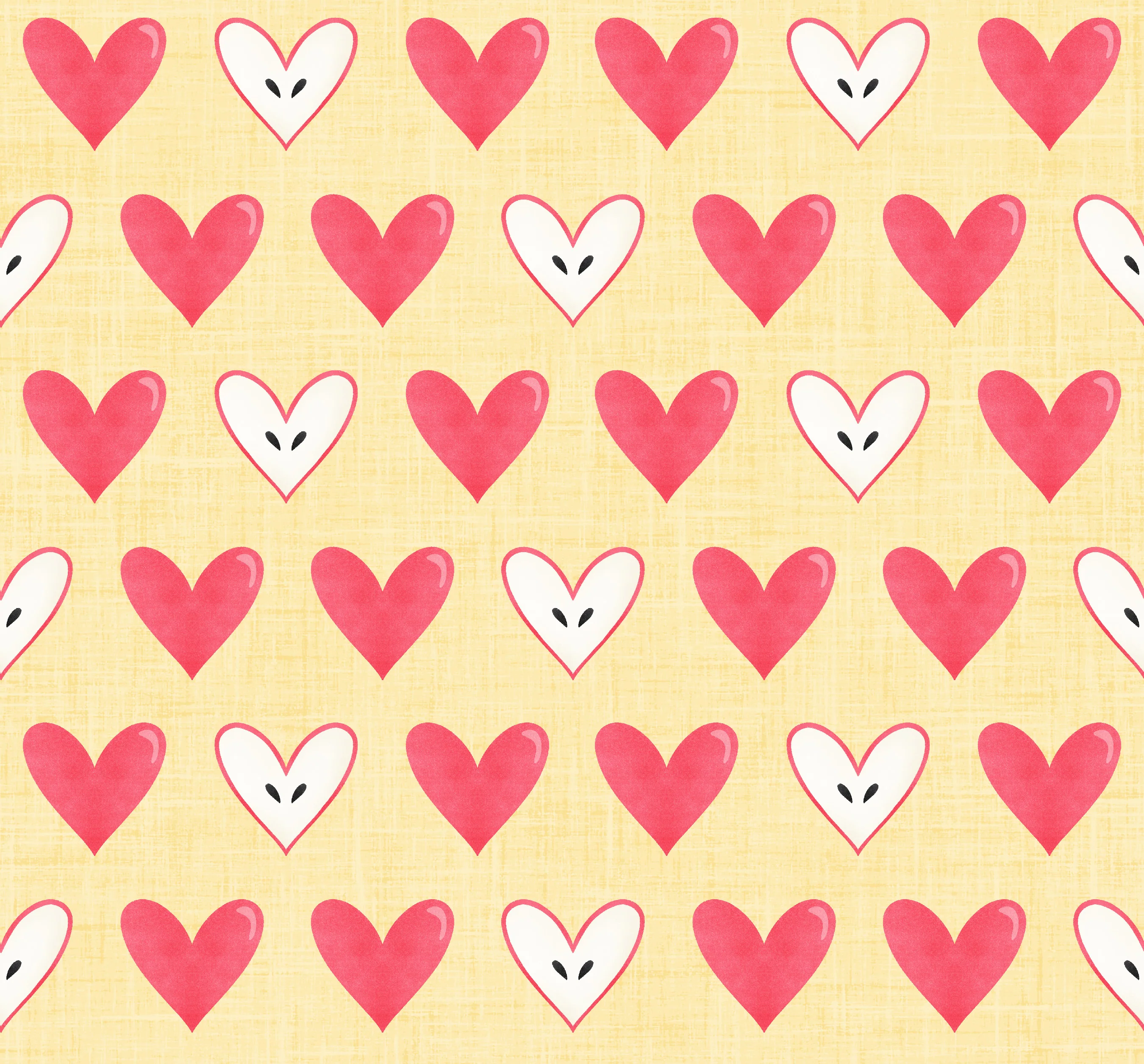 Book Worm Apple Hearts Yellow