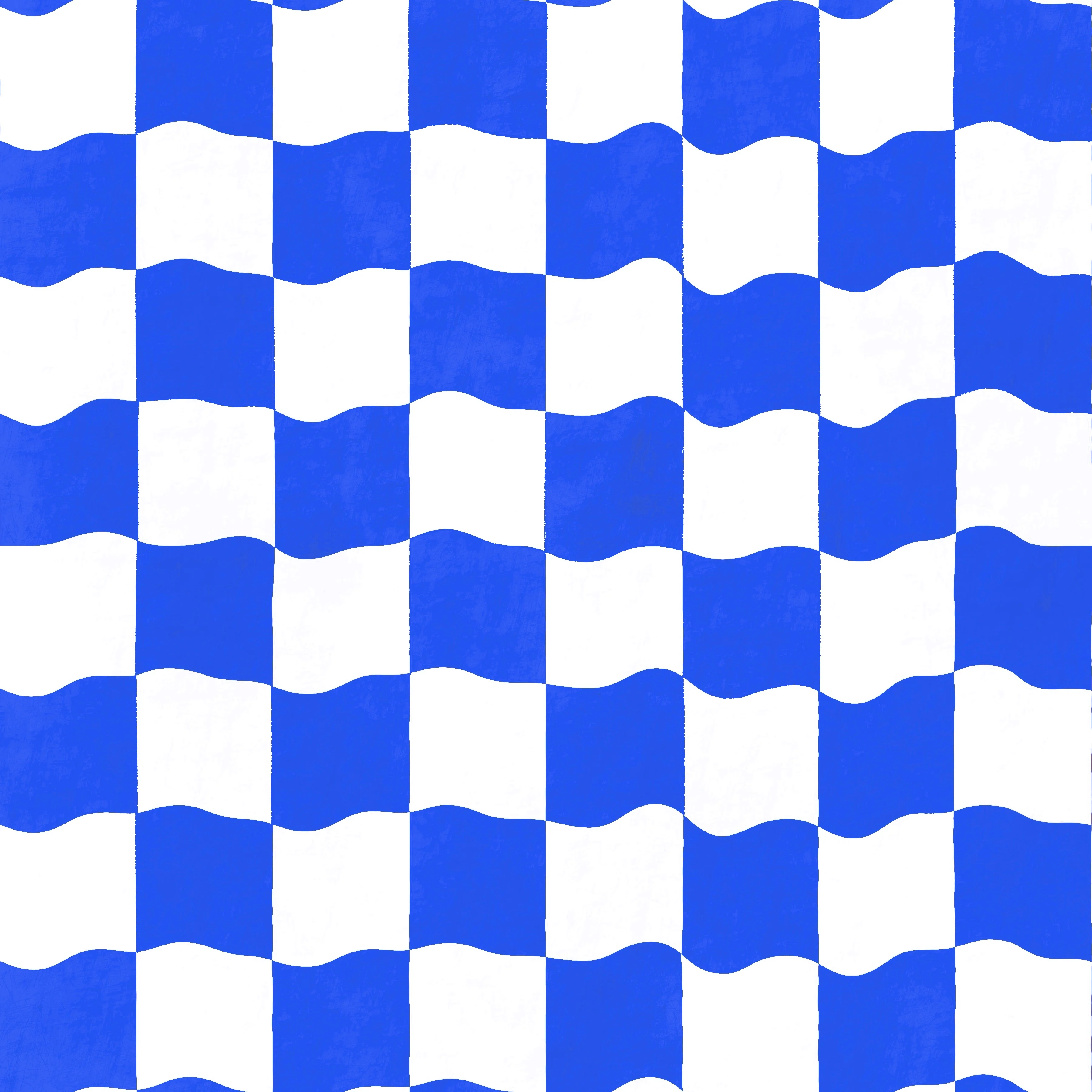 Bright wavy checker blue