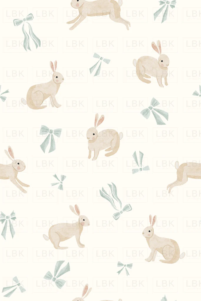 Bunnies and bows- blue on cream