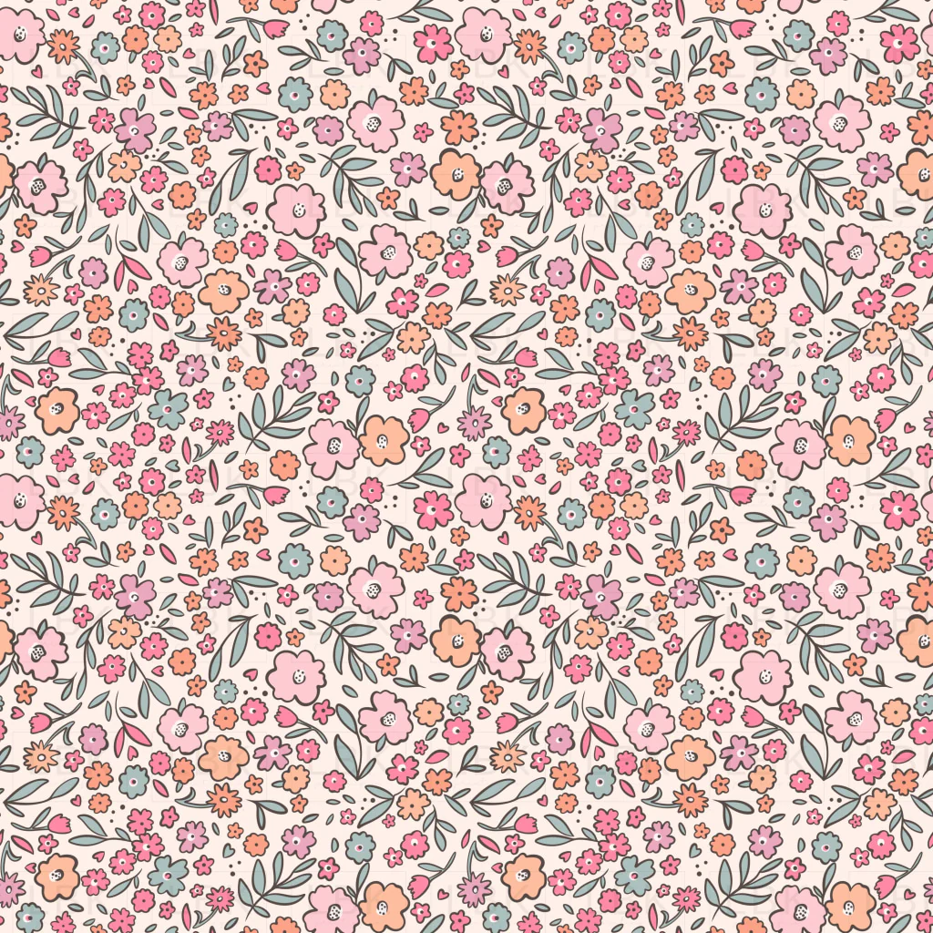 Bunnies Spring Floral Fabric