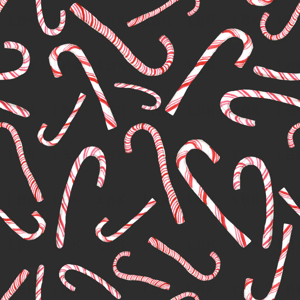 Christmas Candy Canes on Charcoal Black