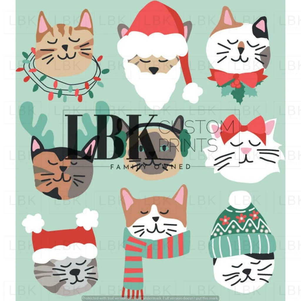 Christmas Cats Green