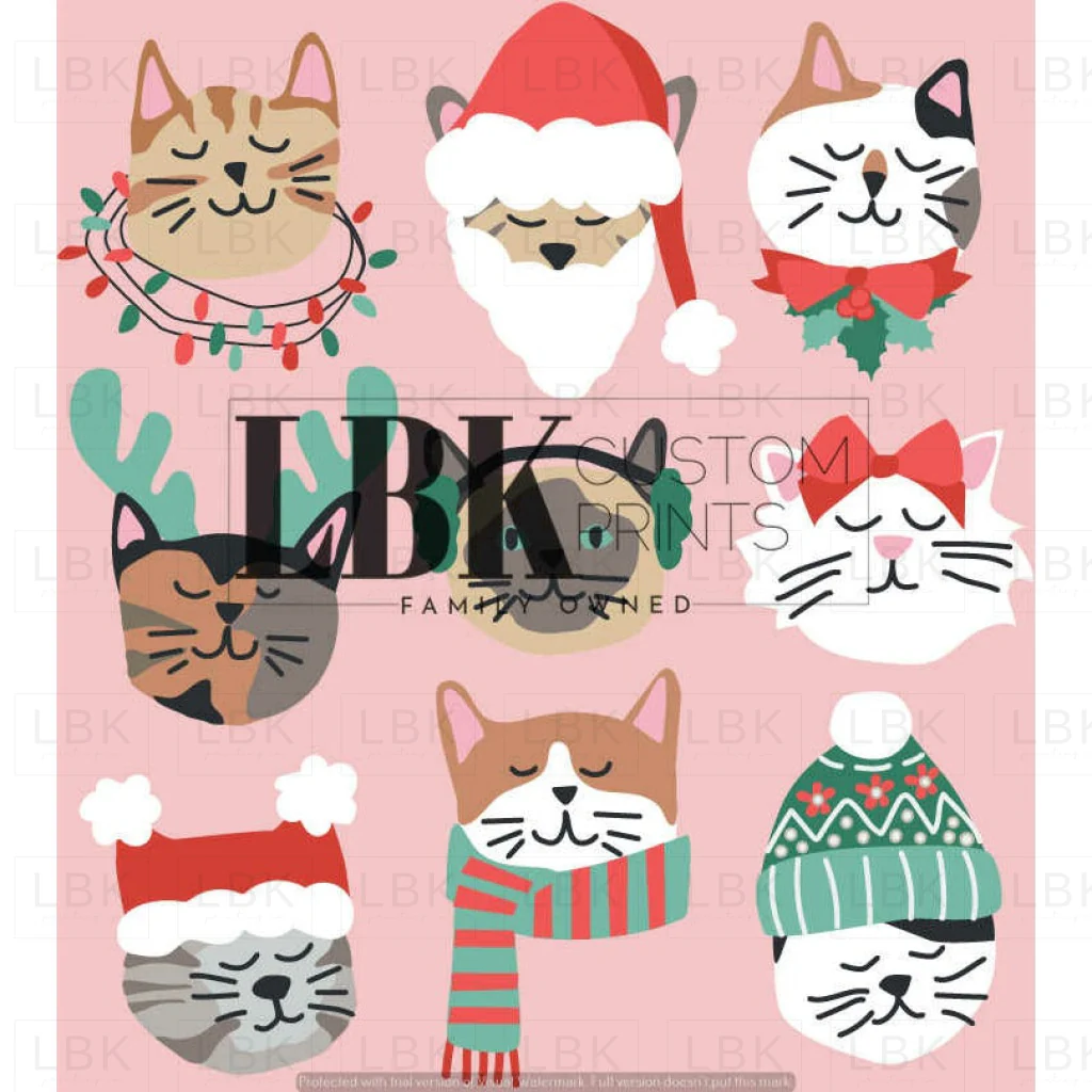 Christmas Cats pink