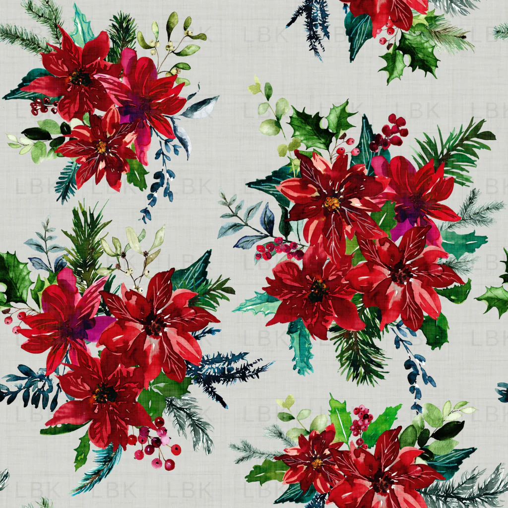 Christmas Cheer Florals on Soft Gray