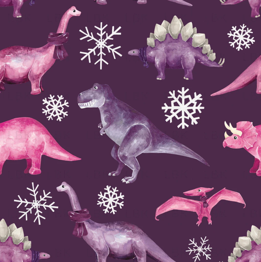 Christmas Dinos Girly Dark Purple