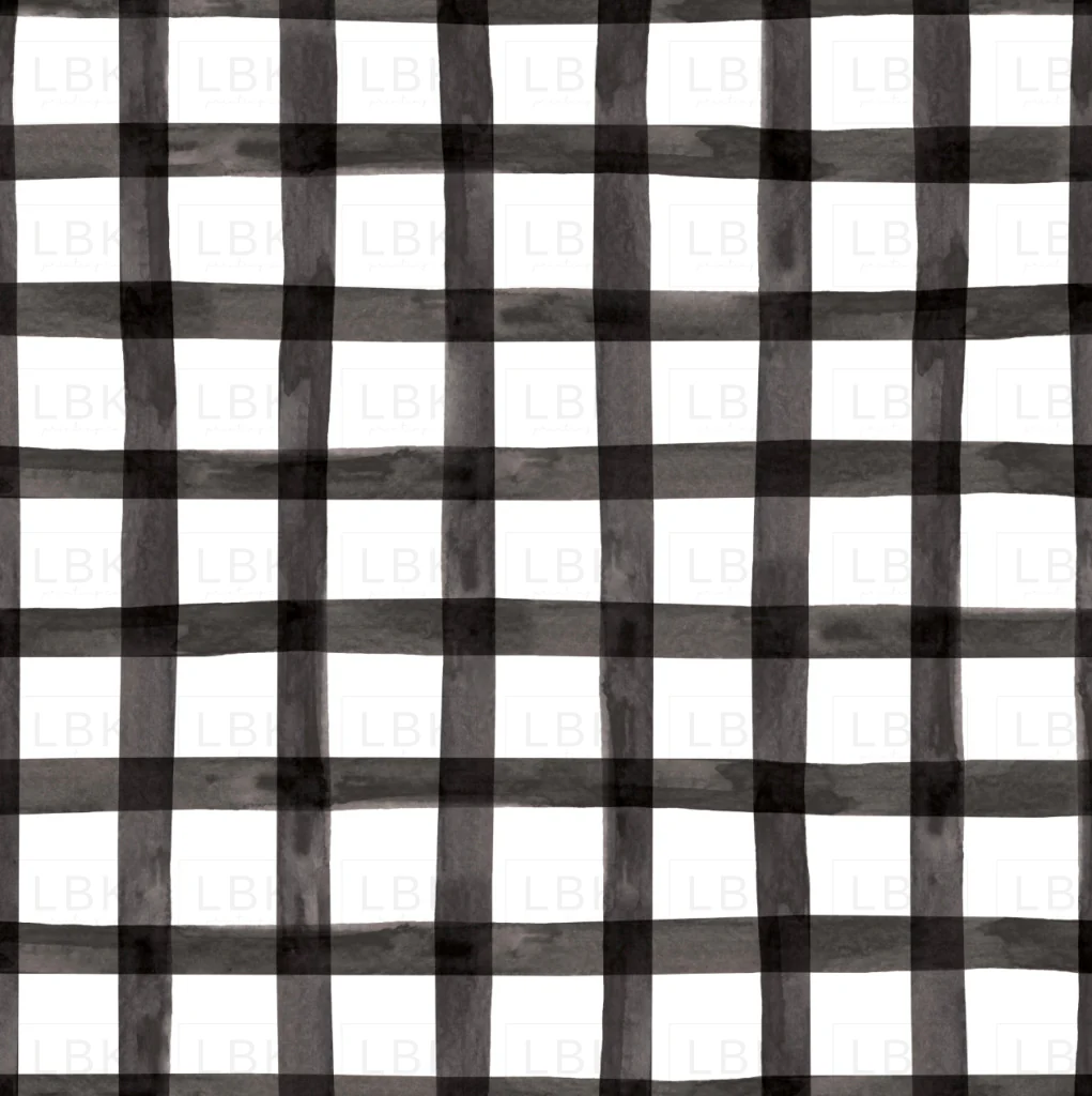Christmas Dinos Watercolor Black Plaid