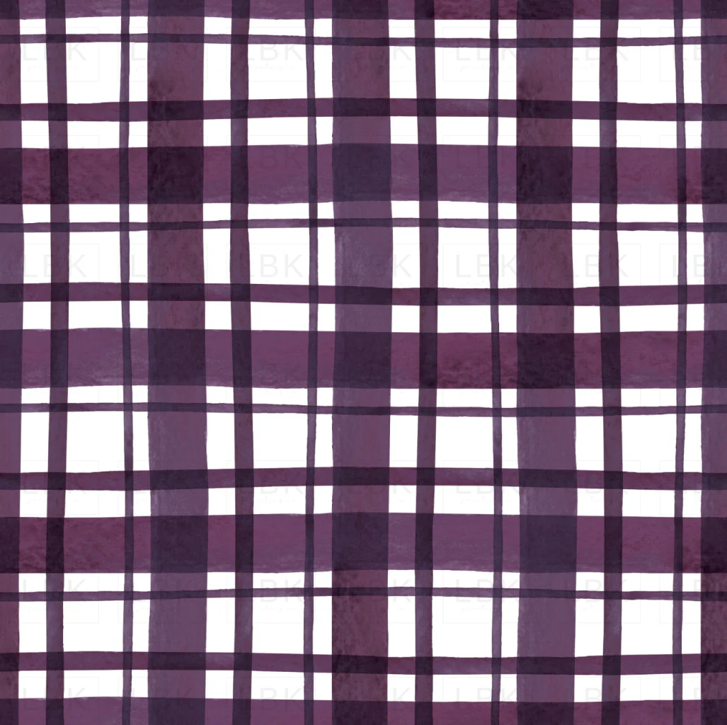 Christmas Dinos Watercolor Purple Plaid