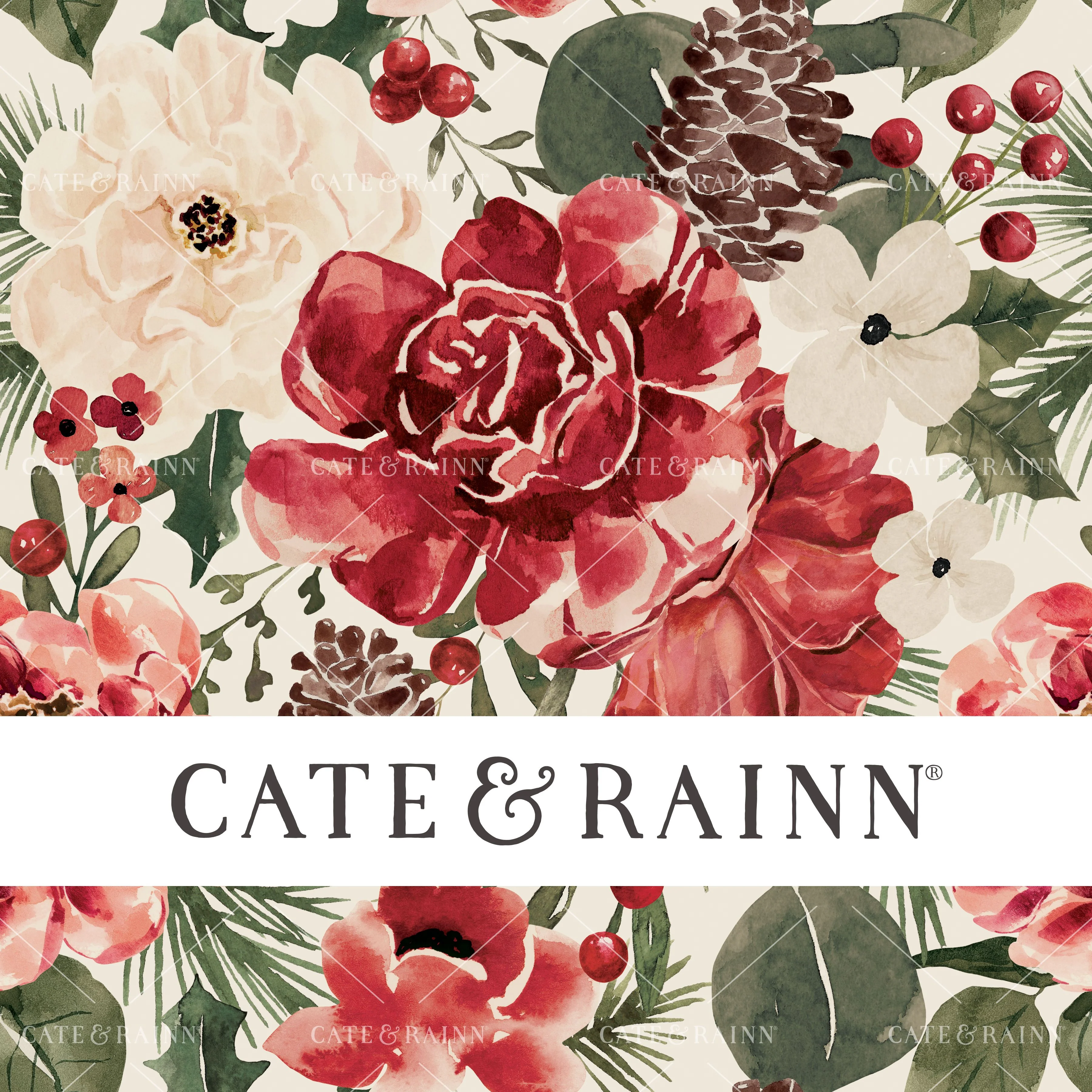 ChristmasFloral_Pinecone_Cream-