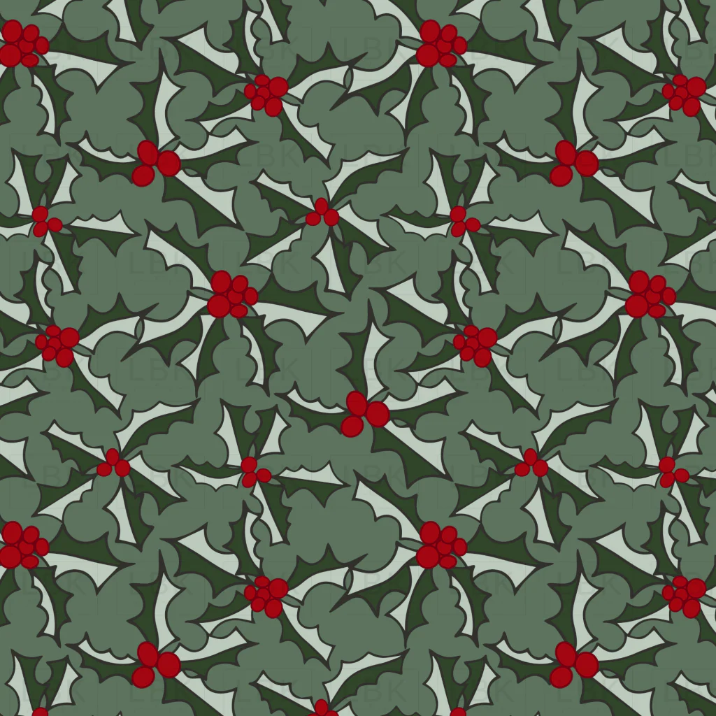 Classic Christmas Holly Green