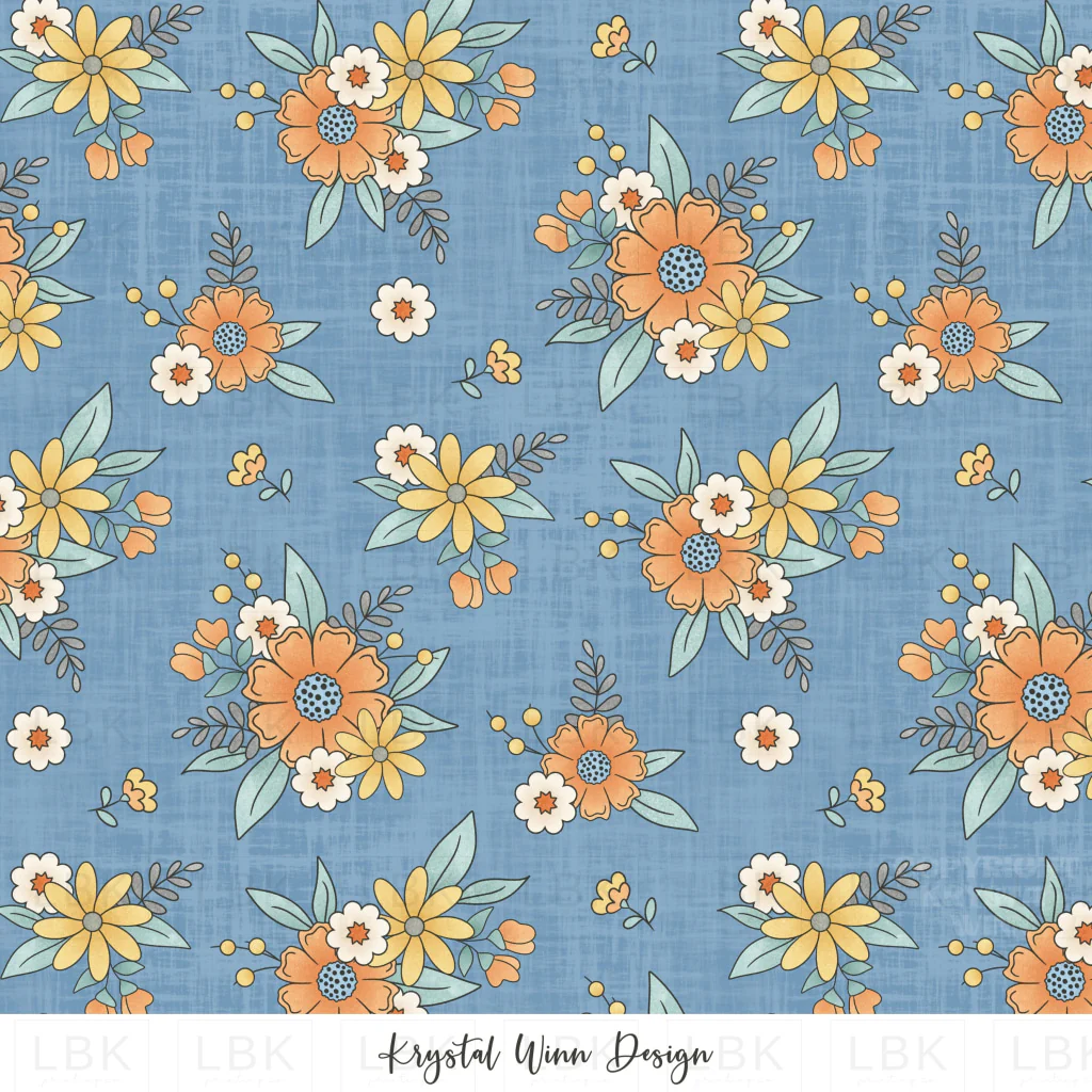Construction Crew Floral blue