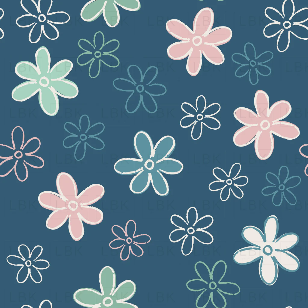 Copy of Doodle Flowers in Navy