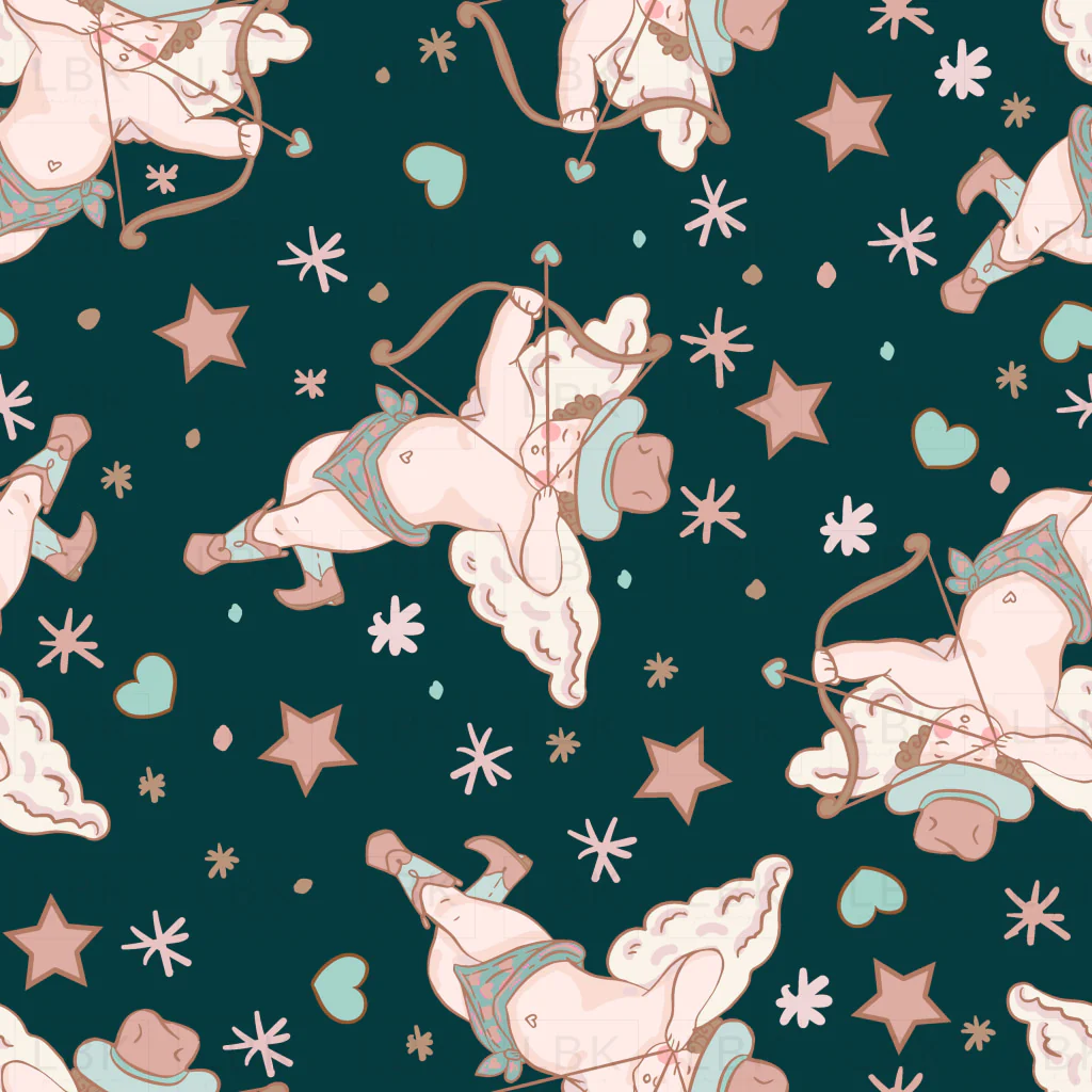 cowboy cupid green pattern