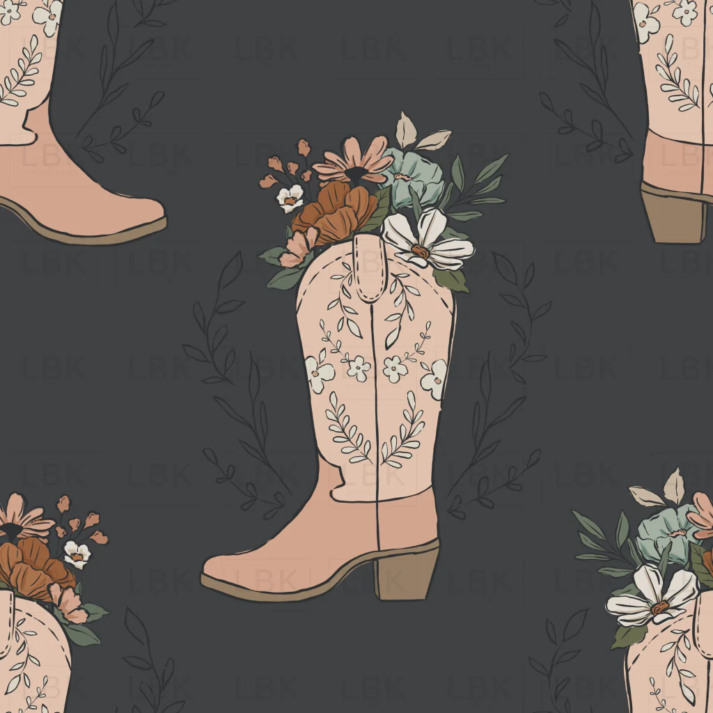 CowgirlBoot_Floral_DarkGray