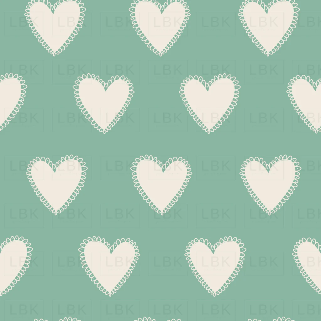 Cream Hearts on Blue Green XOXO