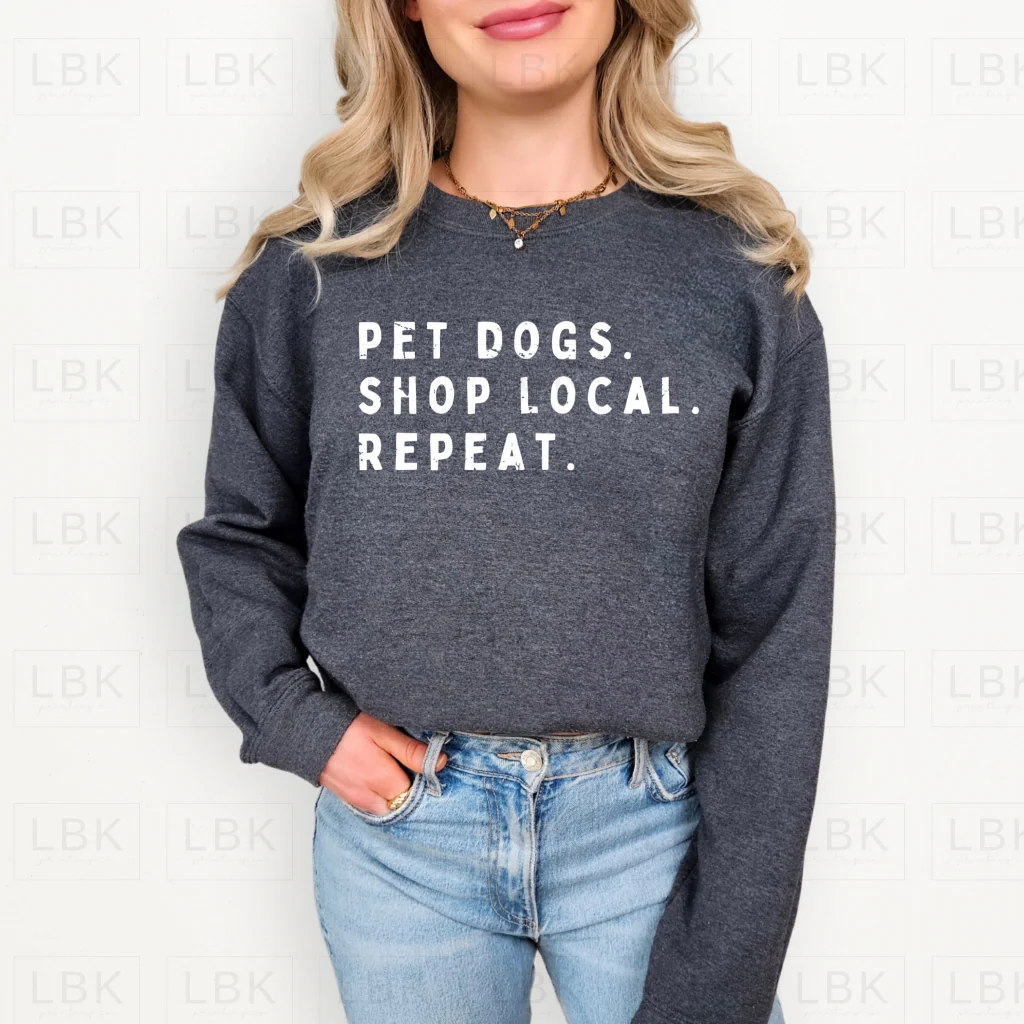 Grey Crewneck Sweater: Pet Dogs (adult sizes)