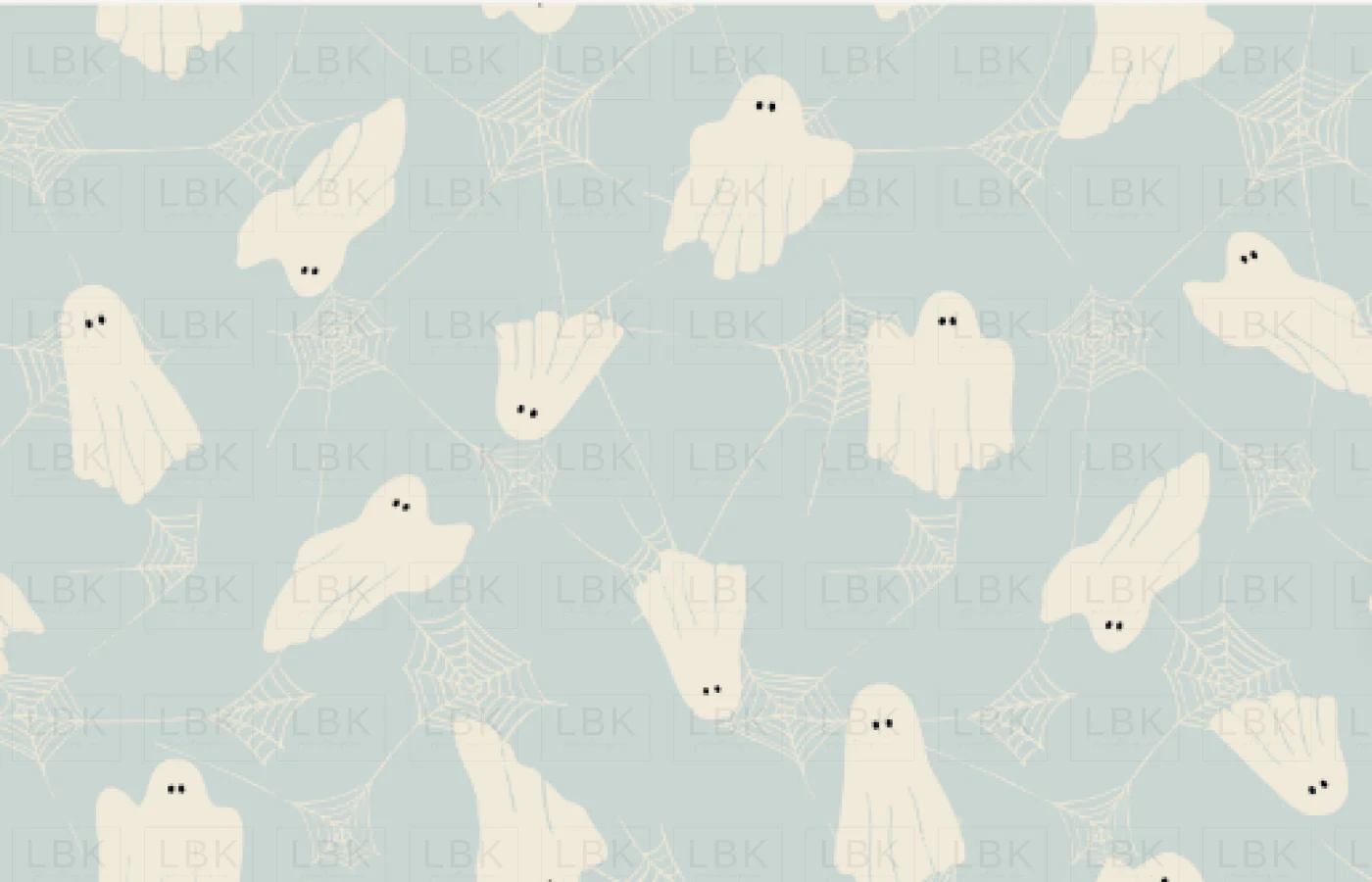 cute ghosts and webs in light blue