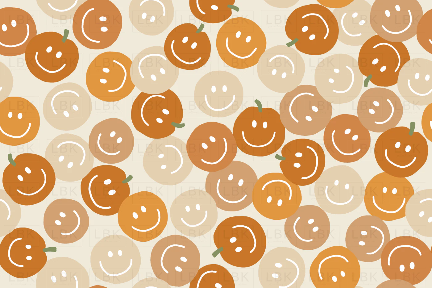 Cute smiley Halloween pumpkins in oranges