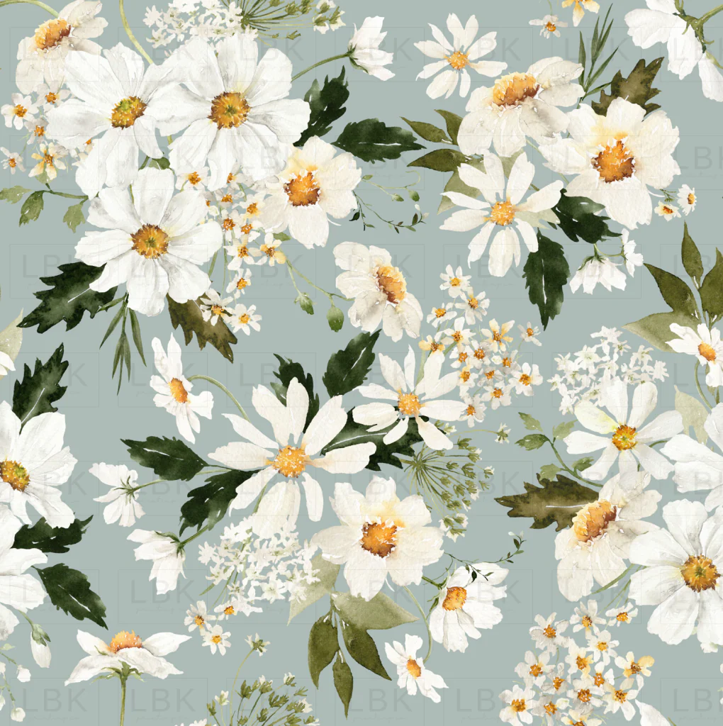 Daisy Floral on Powder Ash