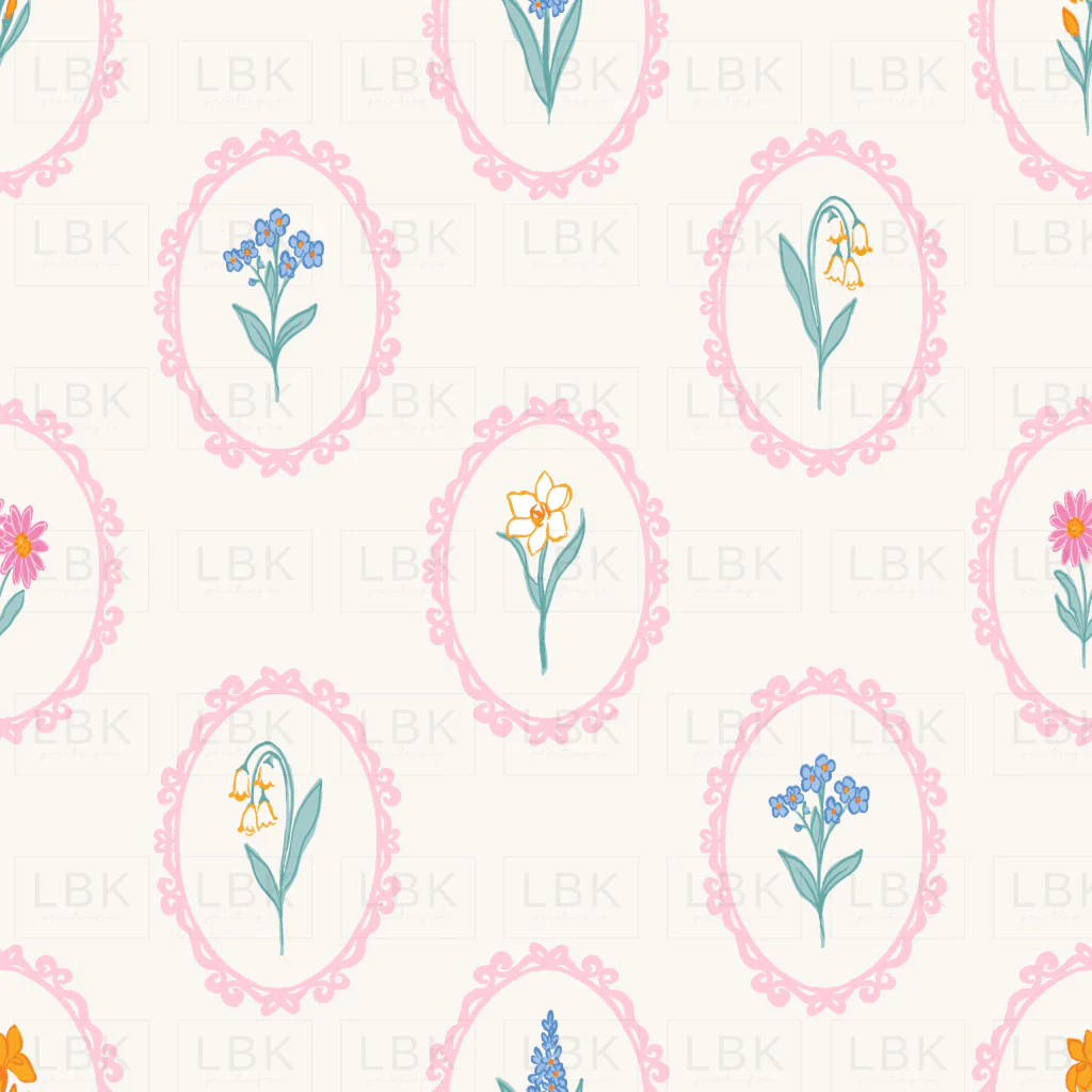 Framed Wildflower Light Pink and White
