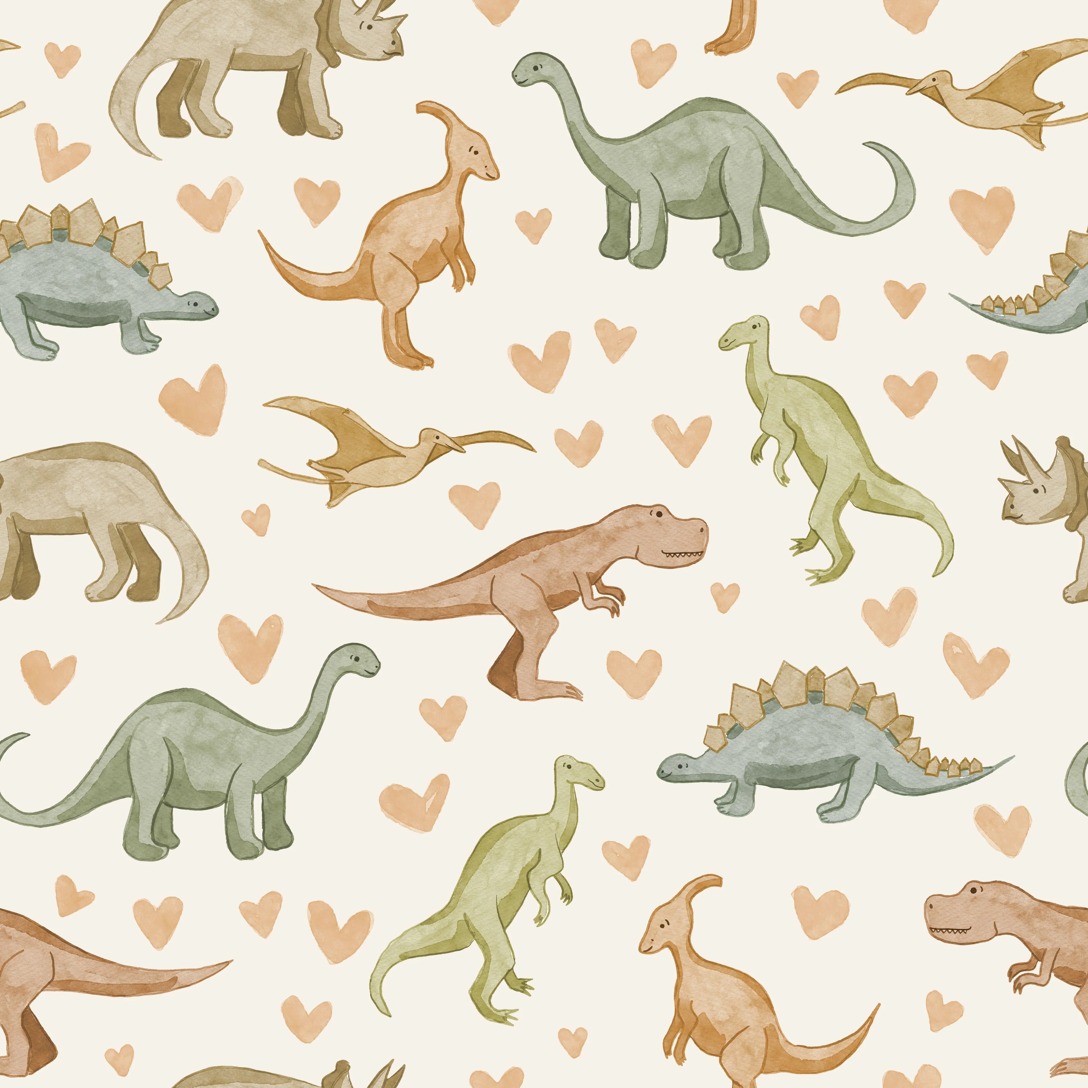 Dinosaur hearts neutral gold-soft white