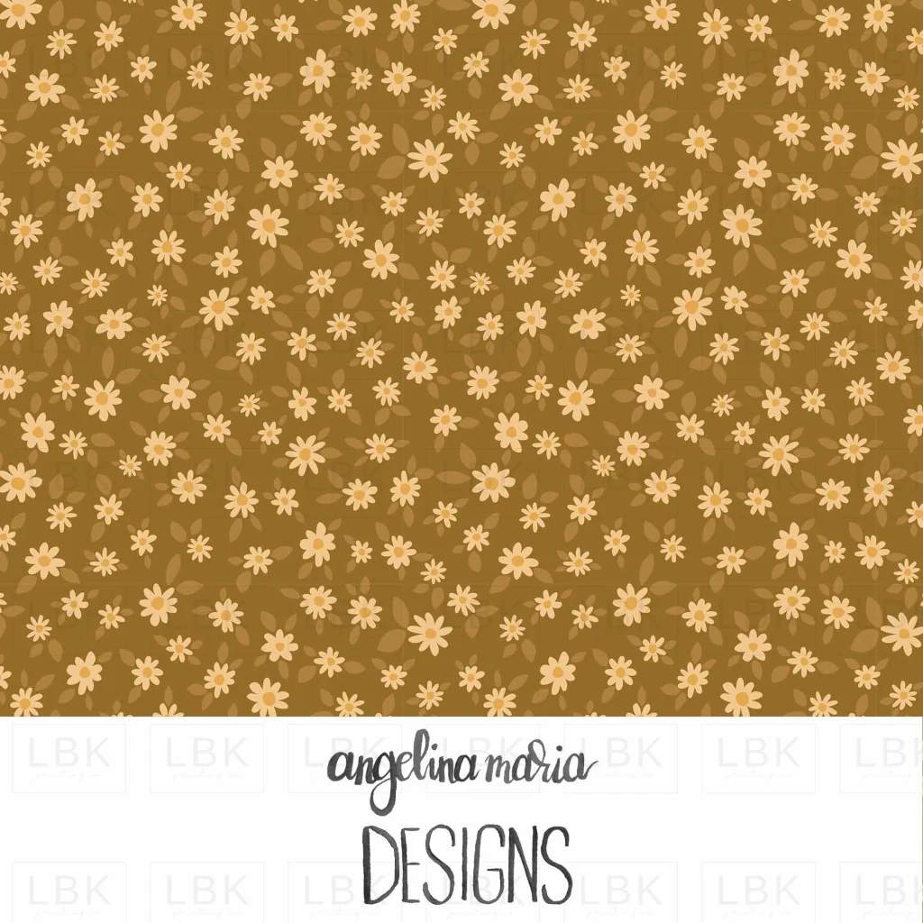 ditsy meadow floral on gold