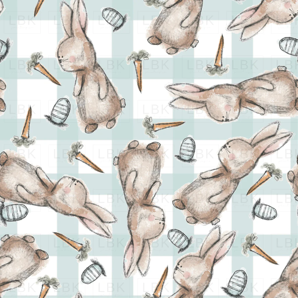 Easter Bunny Blue Plaid