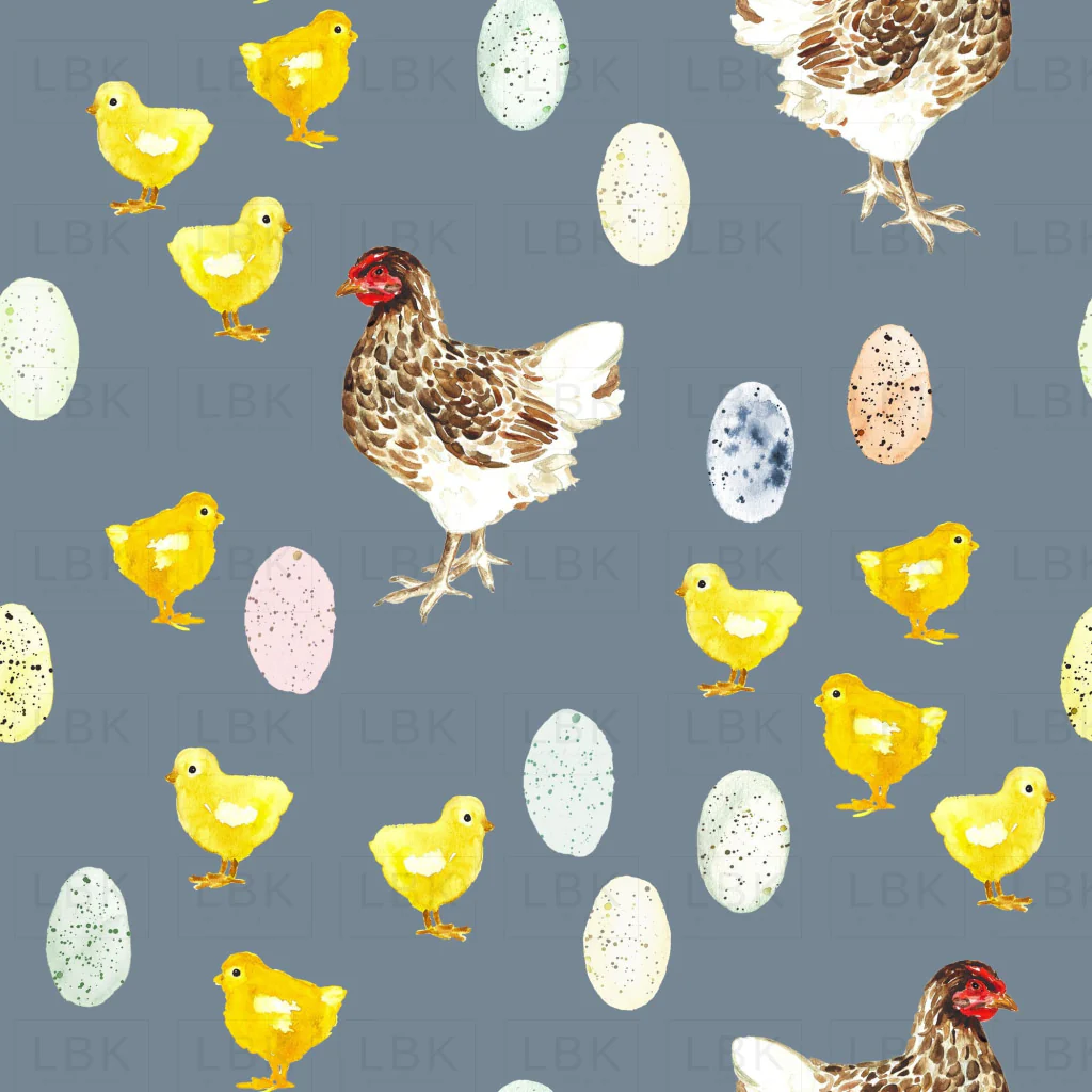 Easter Egg Chickens on Slate Gray