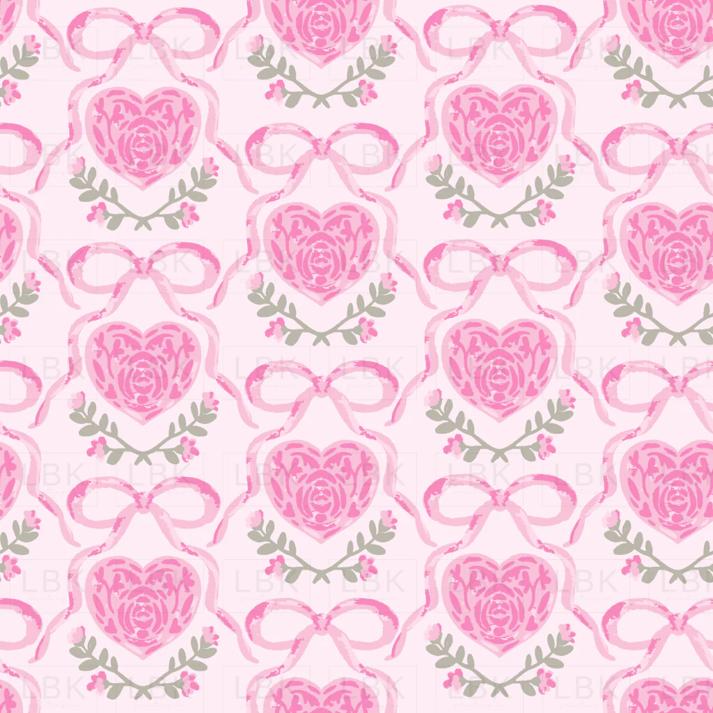 Engraved Hearts and Bows Light Pink