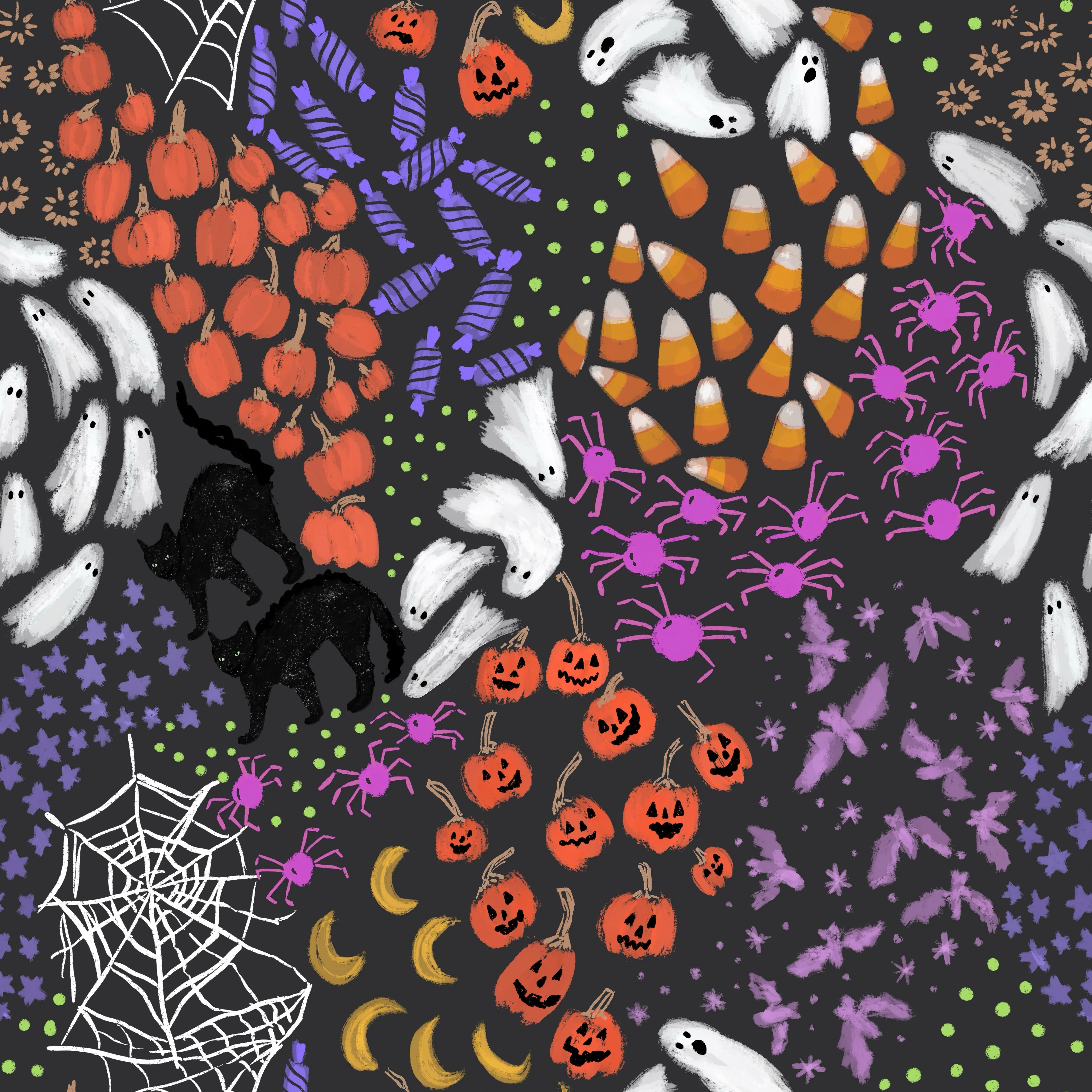 Faded black Halloween ditsy