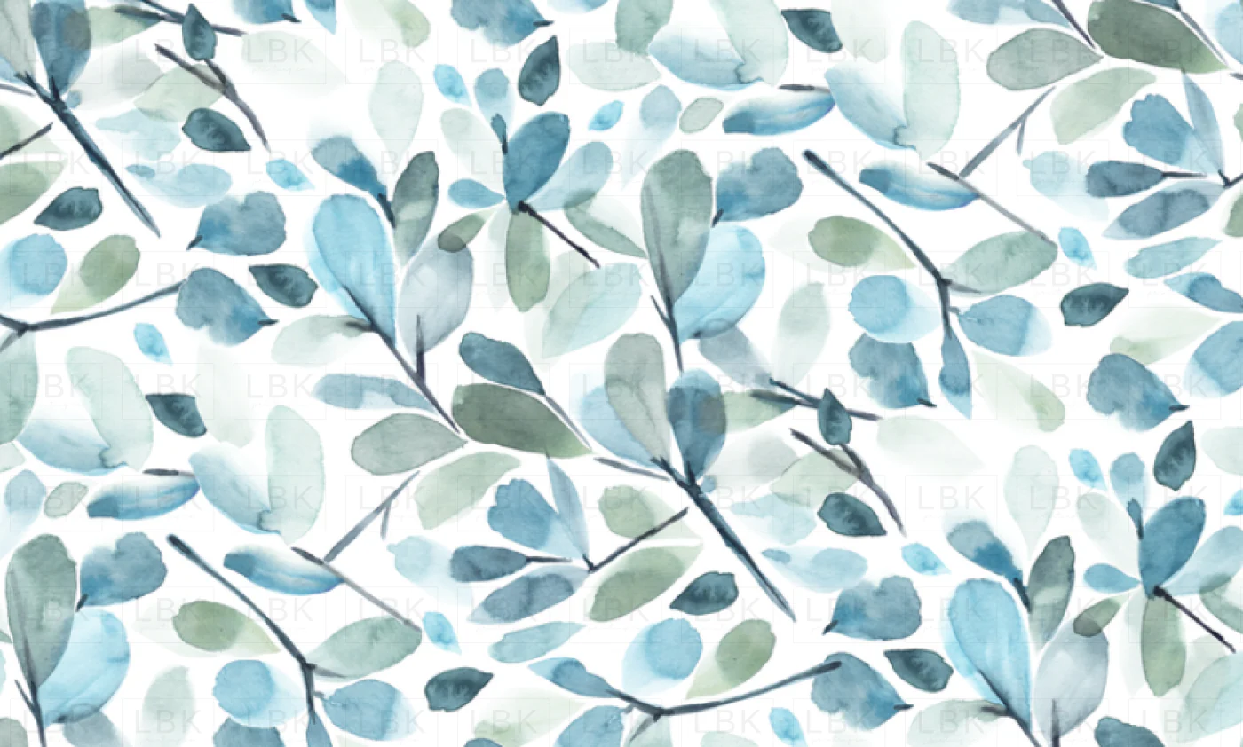 FADED WATERCOLOR LEAVES-AQUA
