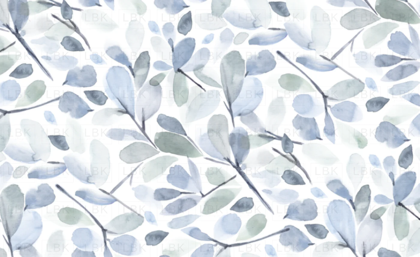 FADED WATERCOLOR LEAVES-BLUE MIST