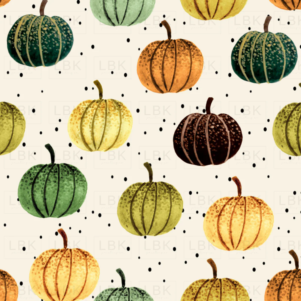 Fall Pumpkins on Spanish Cream Black Dots