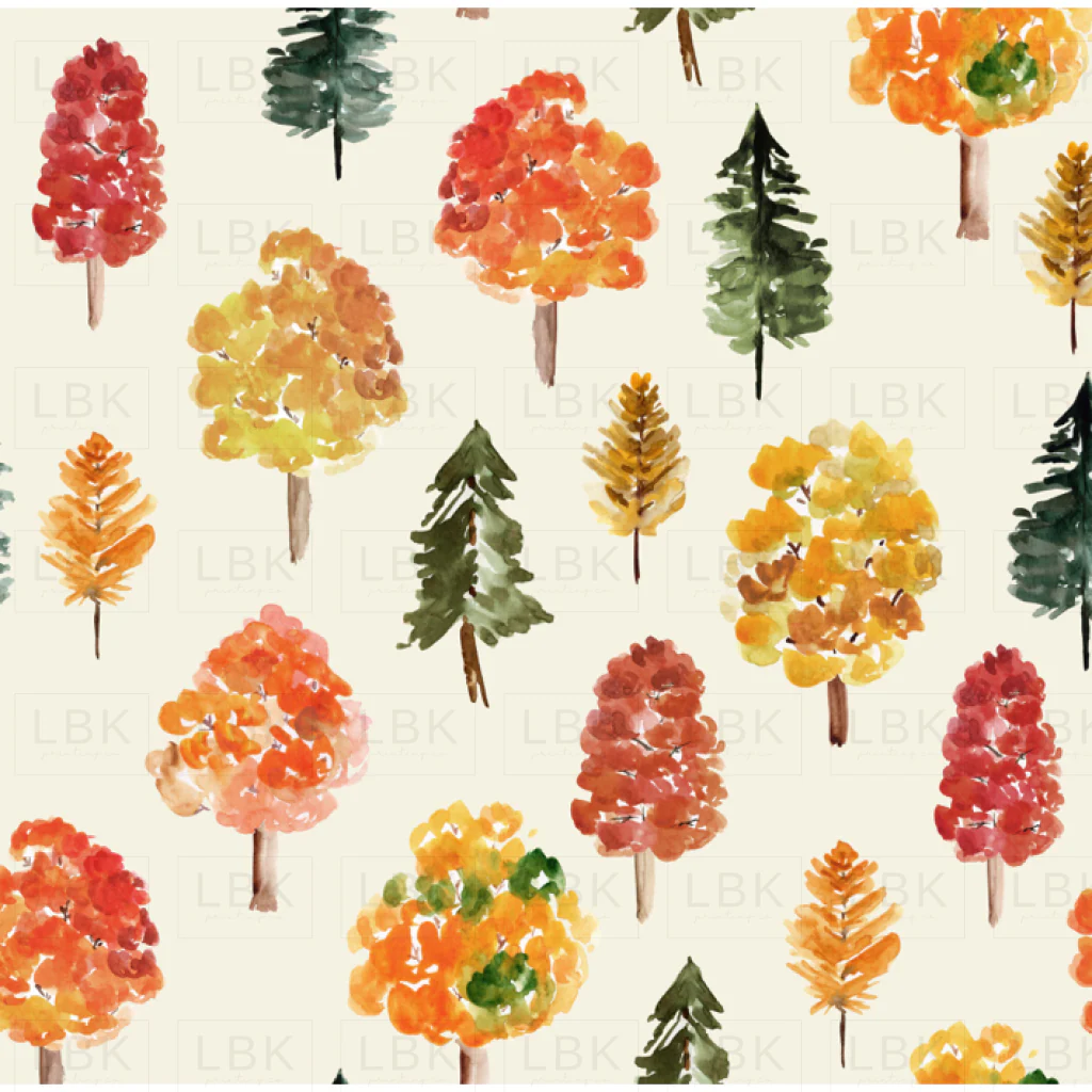 Fall Trees on Ecru White