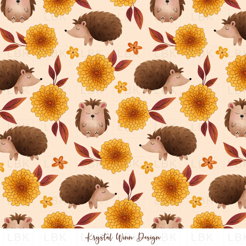 Fall Y'all Floral Hedgehogs Cream