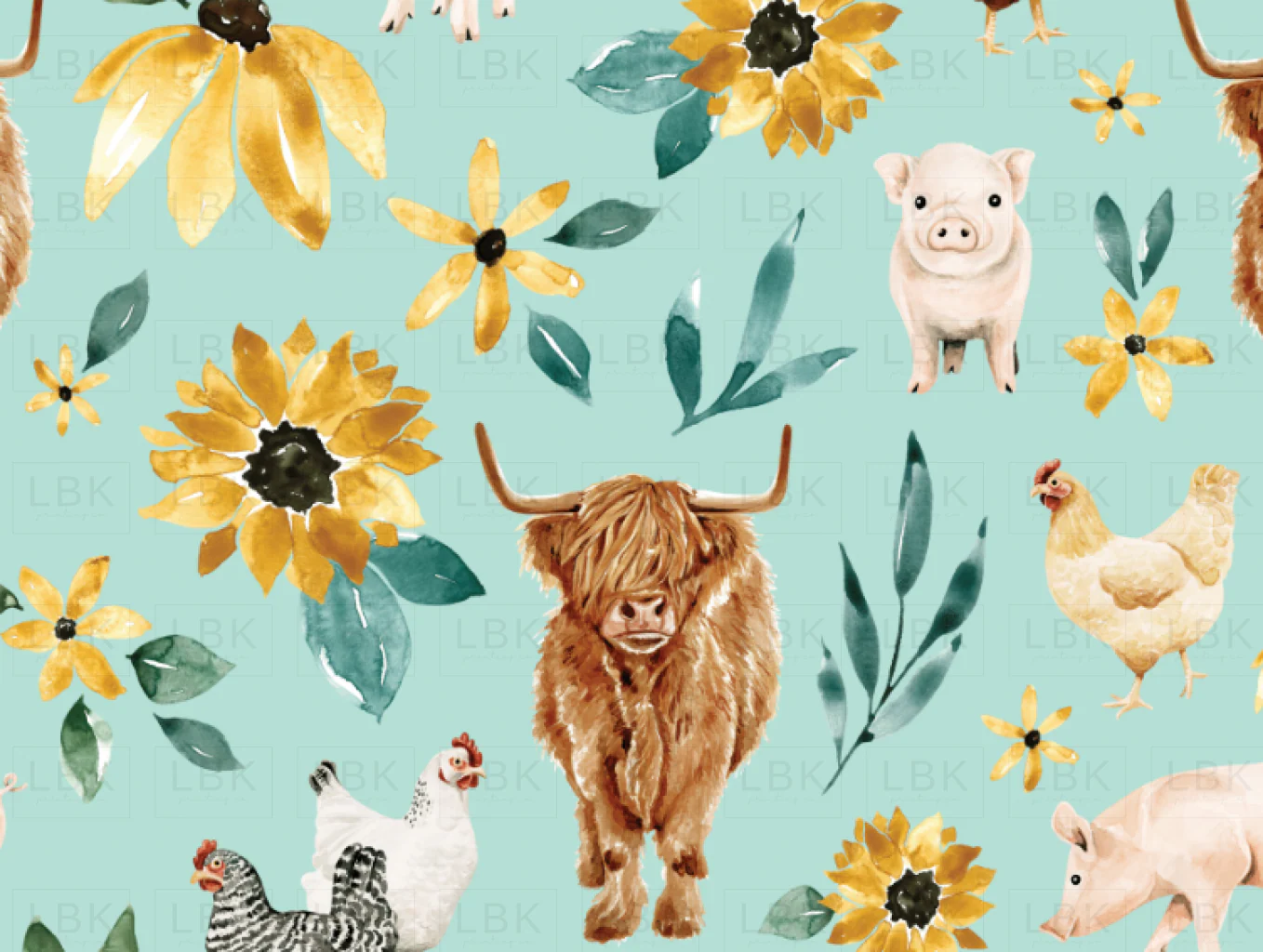 Farm Animals Blue