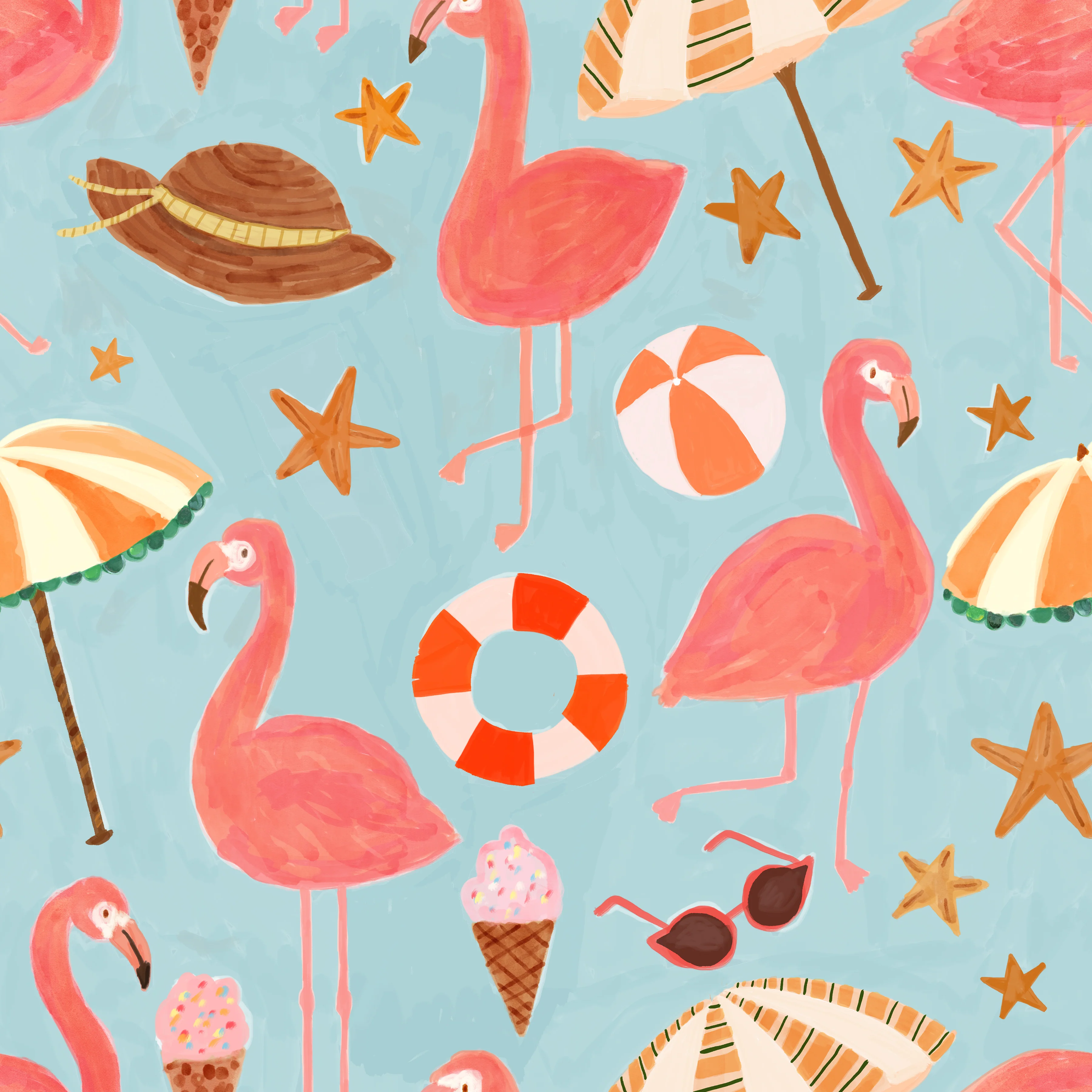 Flamingo Beach-Teal